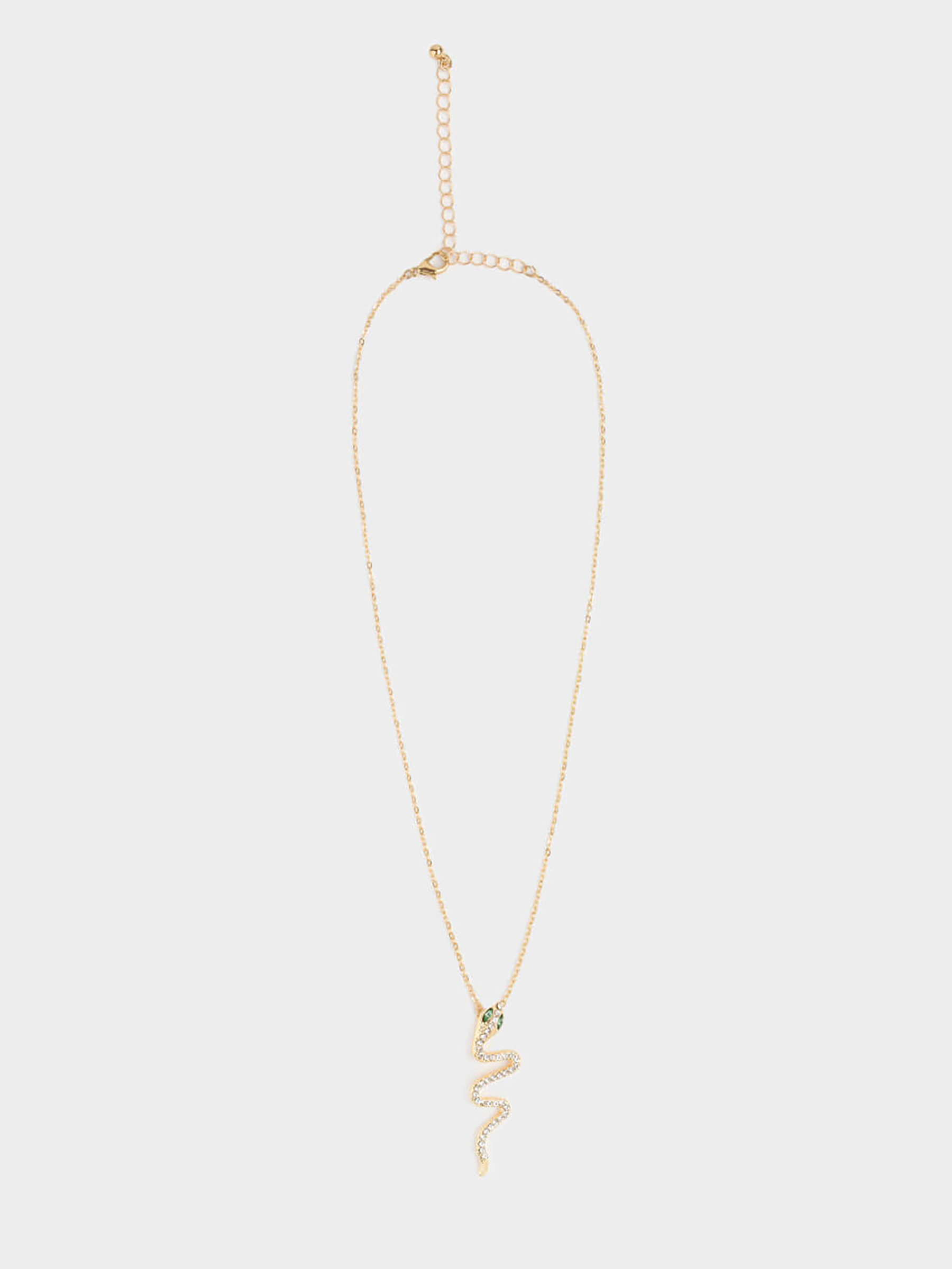 Chain, 45 cm, with pendant, metal, gold, Snake, Jewelry snake, image-1