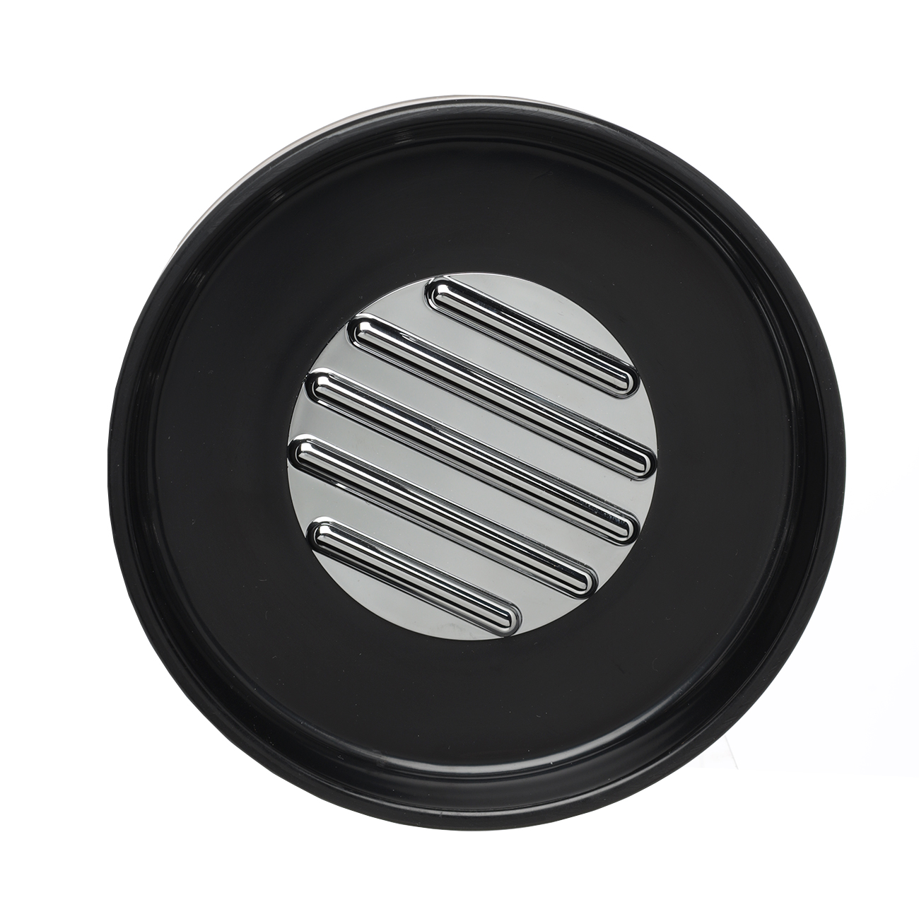 Soap dish, 12 cm, plastic, round, black, Loft style