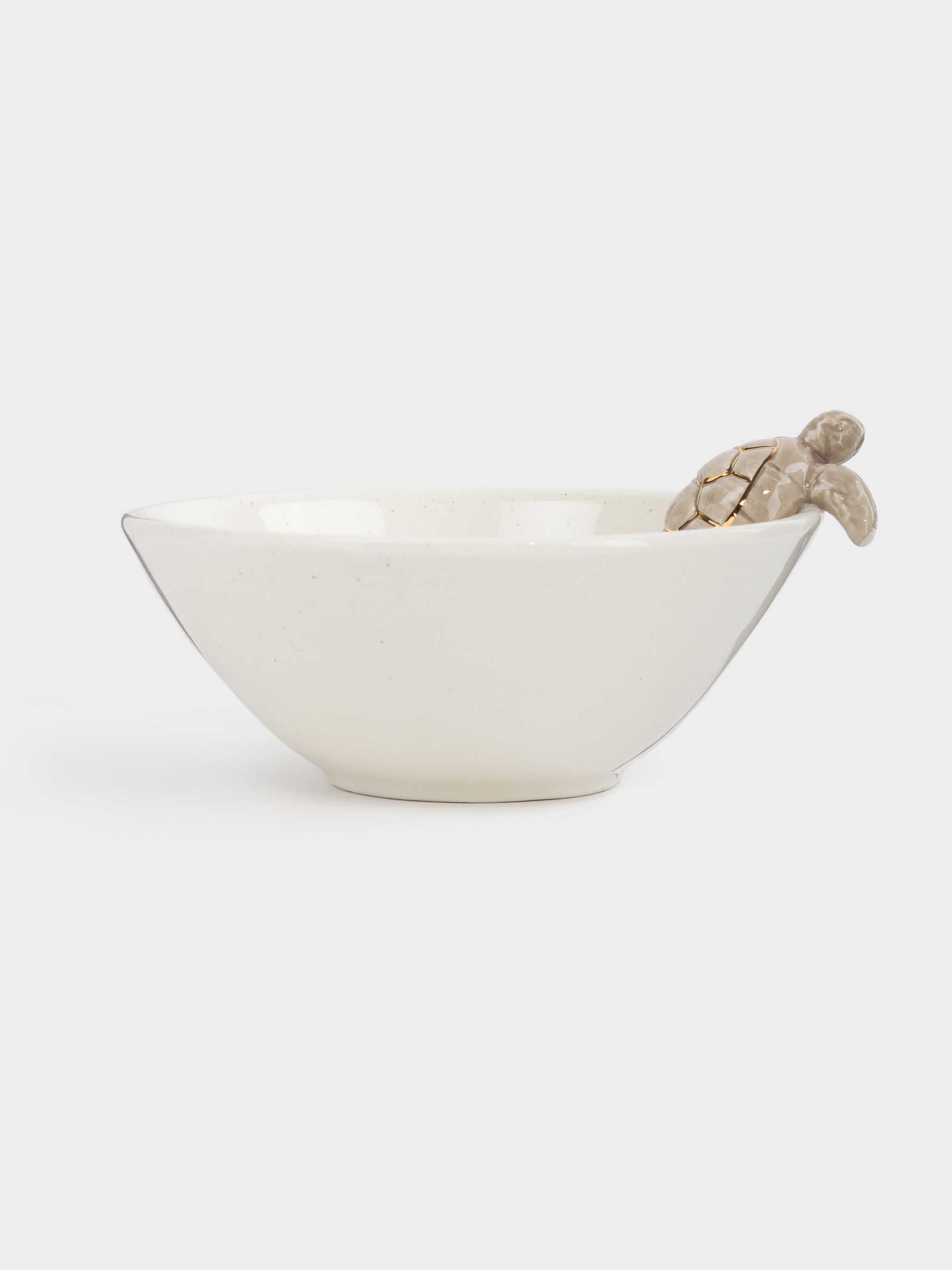 Salad bowl, with decor, 15x6 cm, ml, ceramic, milky gold, speckled, Turtle, Grand turtle, image-0