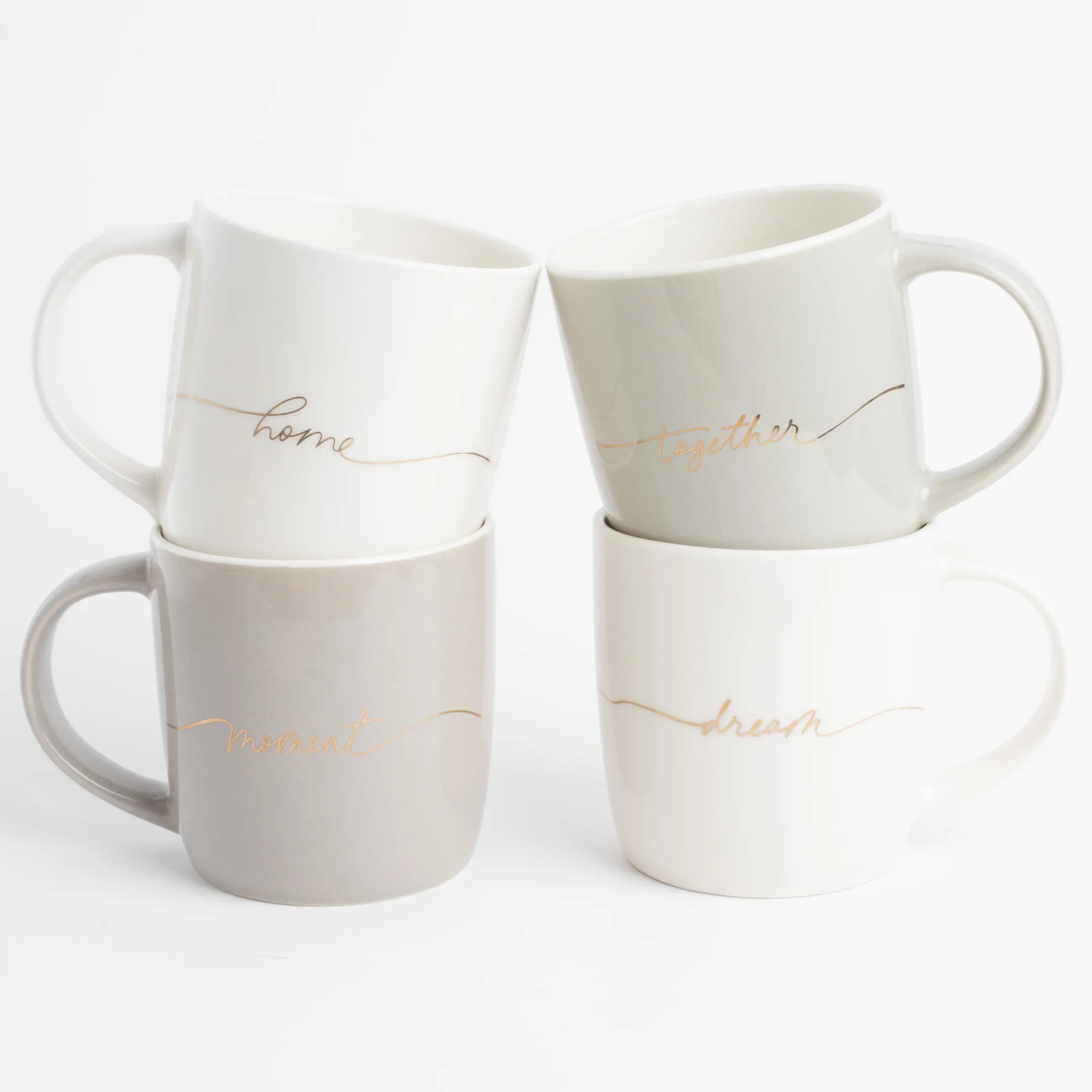 Mug, 330 ml, 4 pcs, porcelain N, beige/gray, Mix, Scroll, image-0