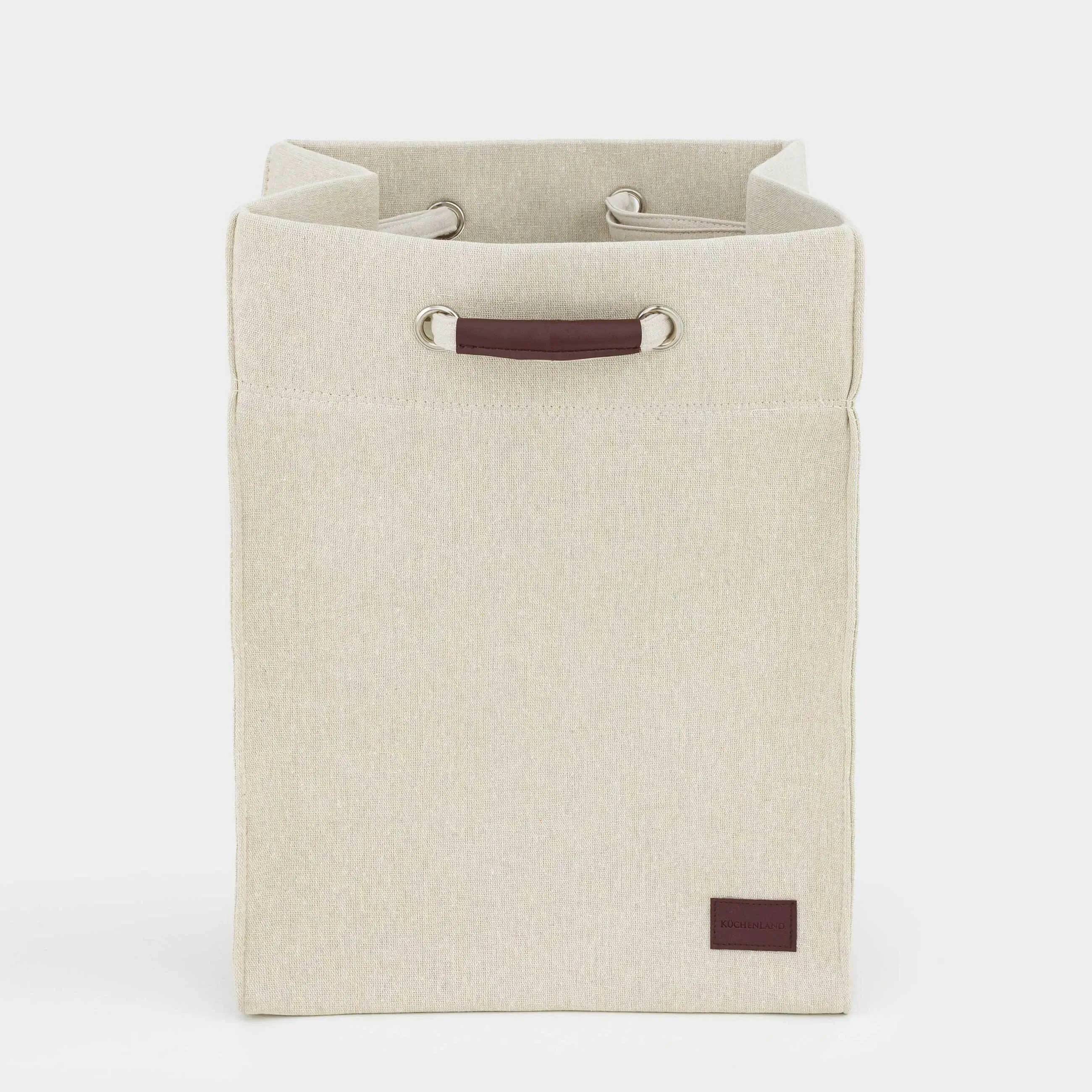 Laundry storage bag, 35x30x50 cm, canvas, rectangular, gray-beige, Solo, image-0
