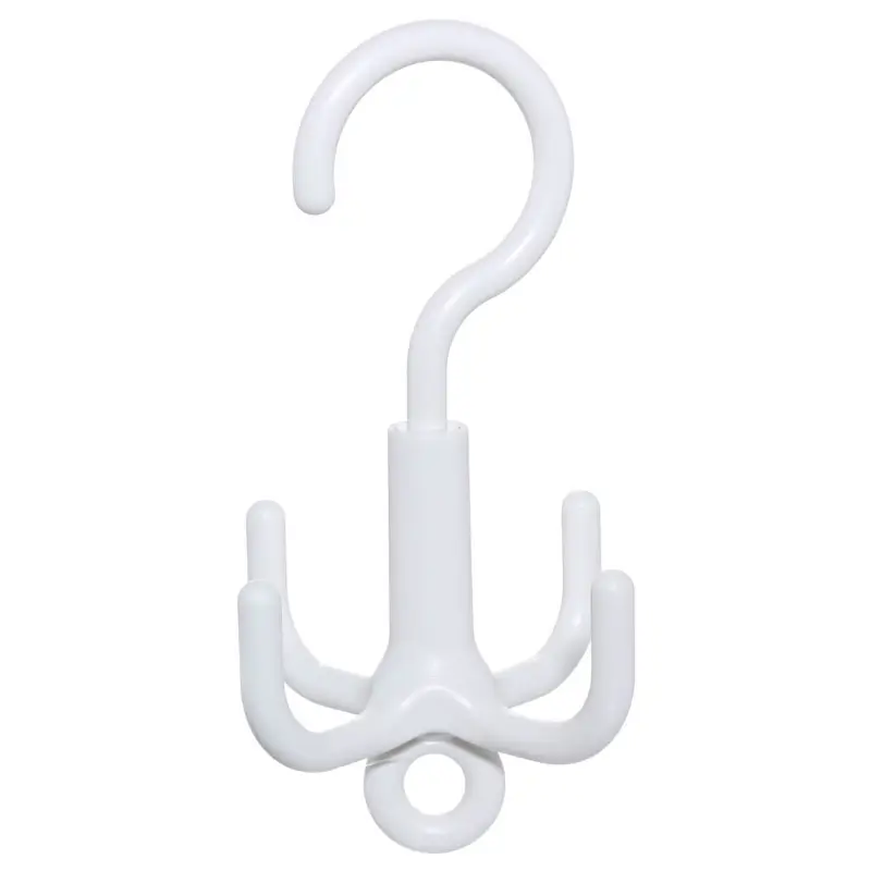 Belt hanger, 16 cm, 4 hooks, rotating, plastic, White, Compact