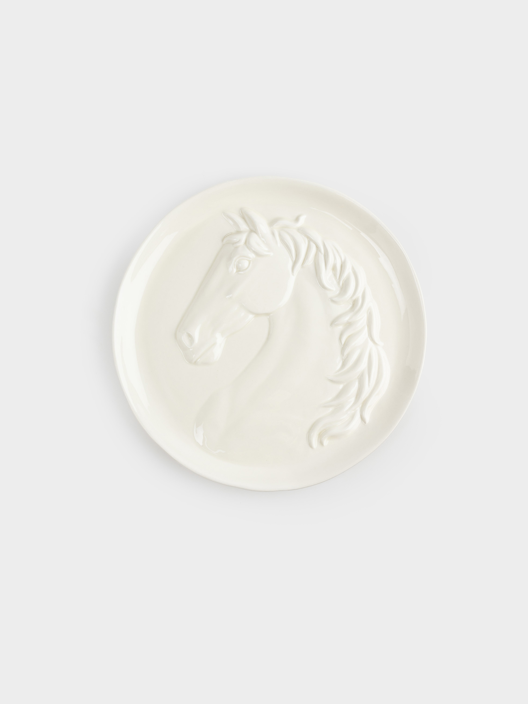Dish, 24 cm, ceramic, milky, Horse, Horse pattern, image-0
