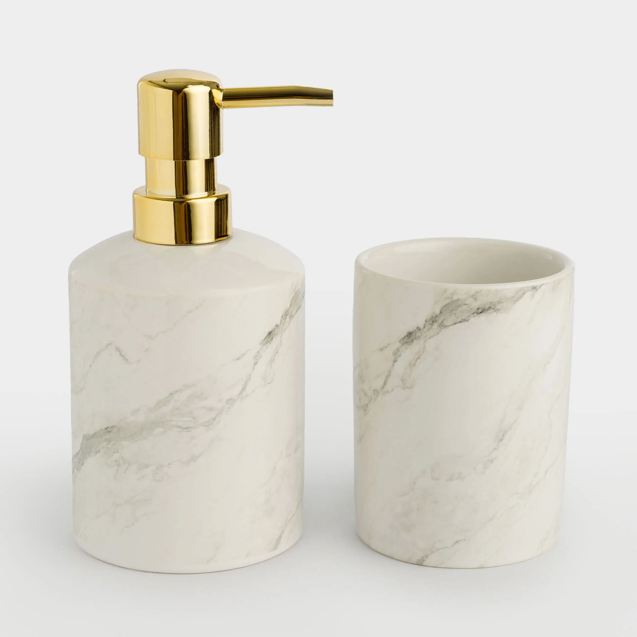 Bathroom set, 2 items, ceramic / plastic, white-grey, Maniera, image-0