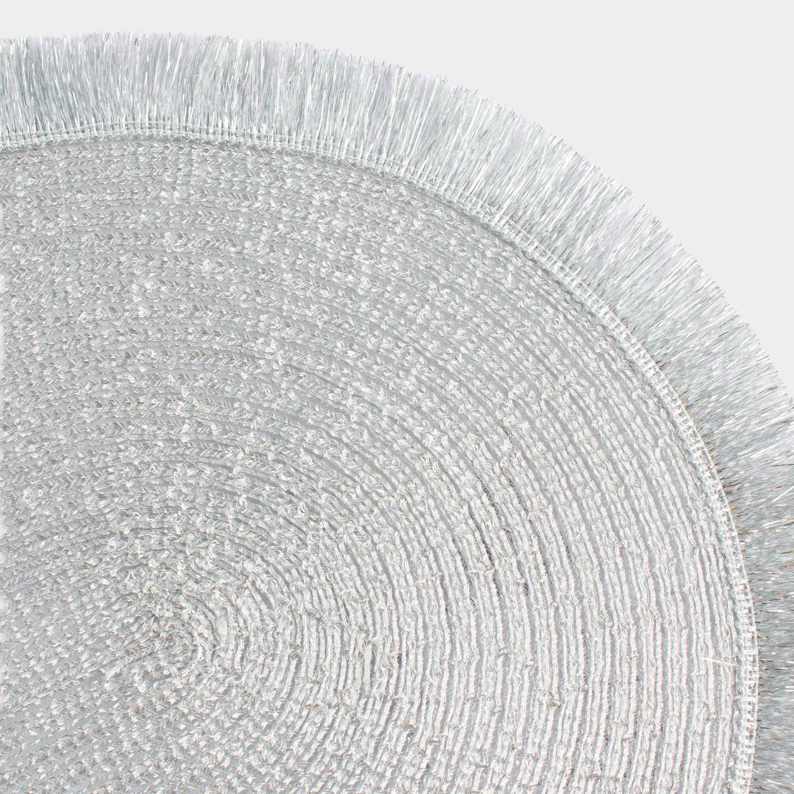 Placemat, 30x45 cm, fringed, polyester, oval, silver, Rotary shine