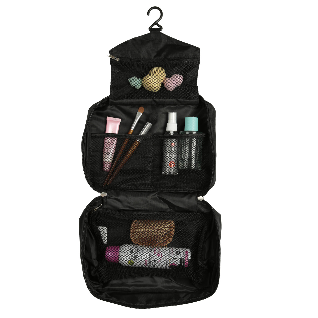 Travel cosmetic bag, 27x18 cm, polyester, black, Easy Travel