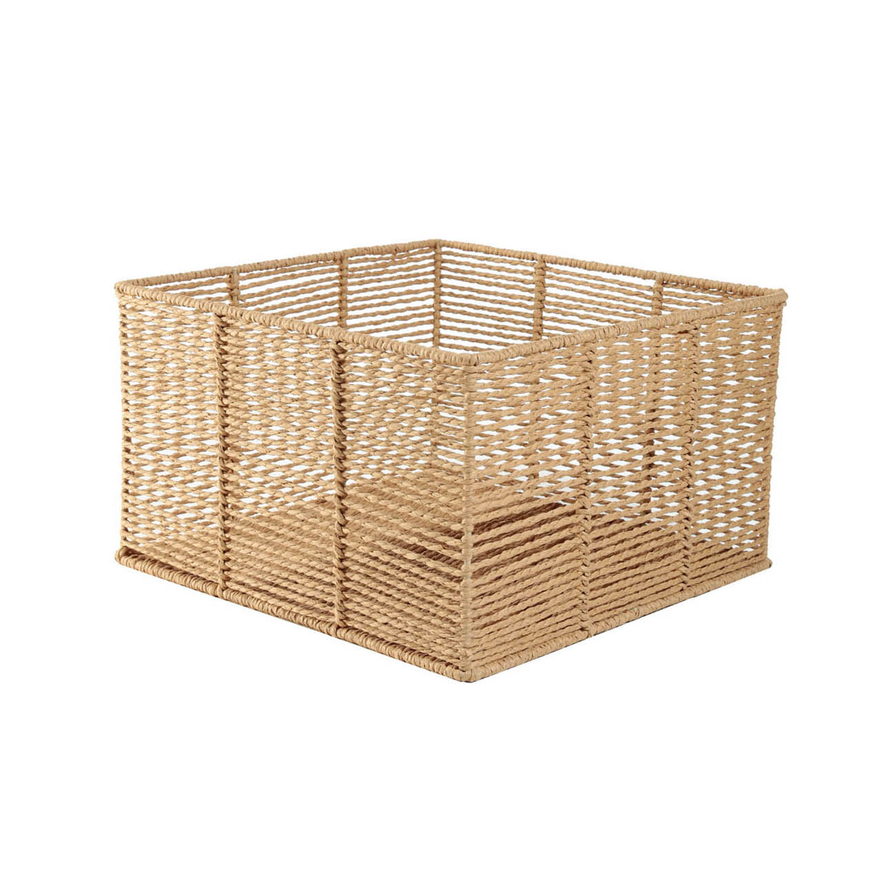 Storage basket, 20x14 cm, paper / metal, square, beige, Village