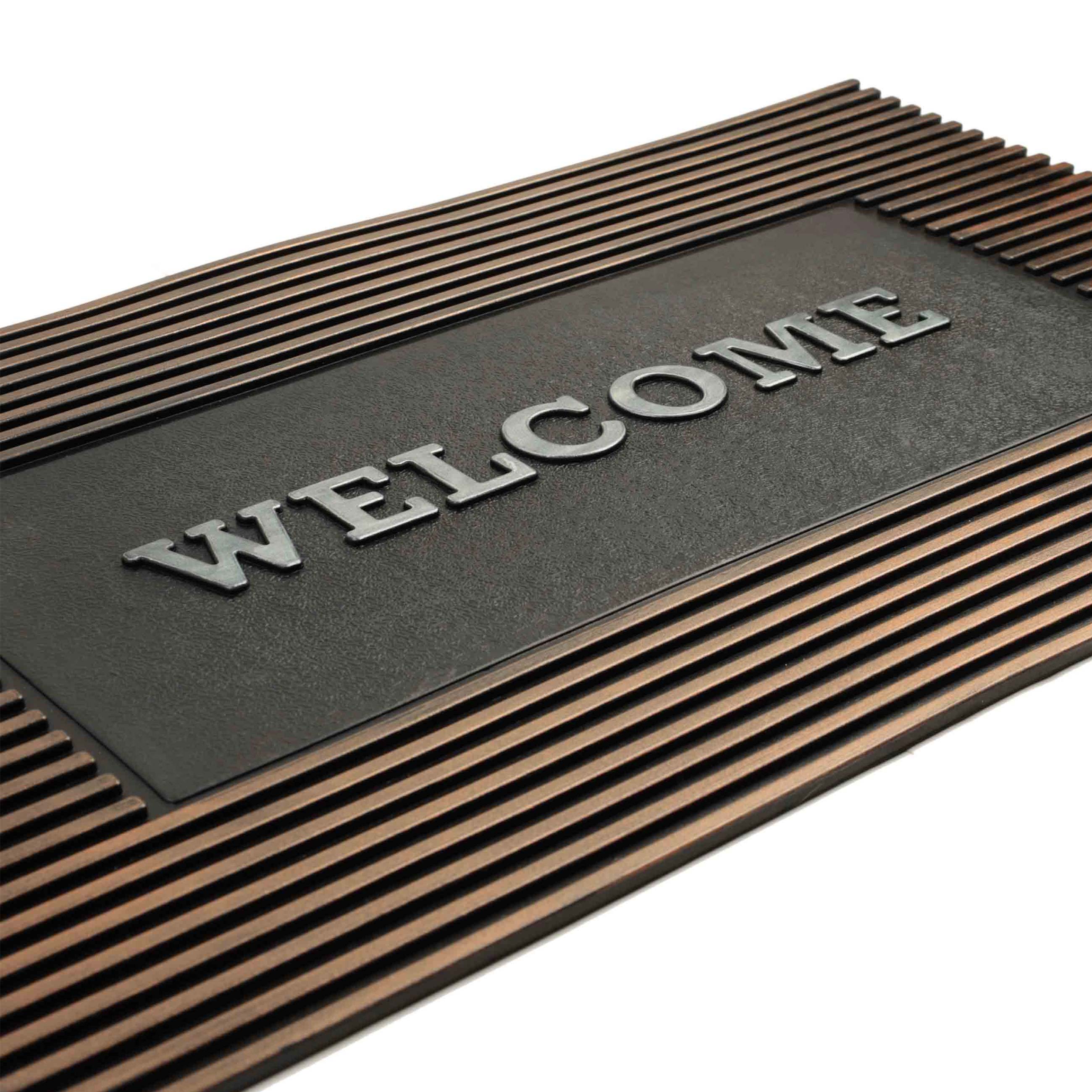 Door mat, 45x75 cm, rubber, bronze-black, Stripes, homewear deco