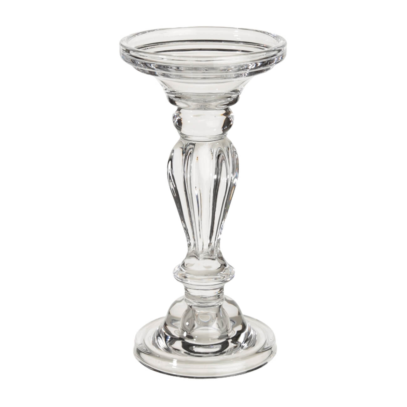 Candle holder, 19 cm, for one candle, on a leg, glass, Glorious