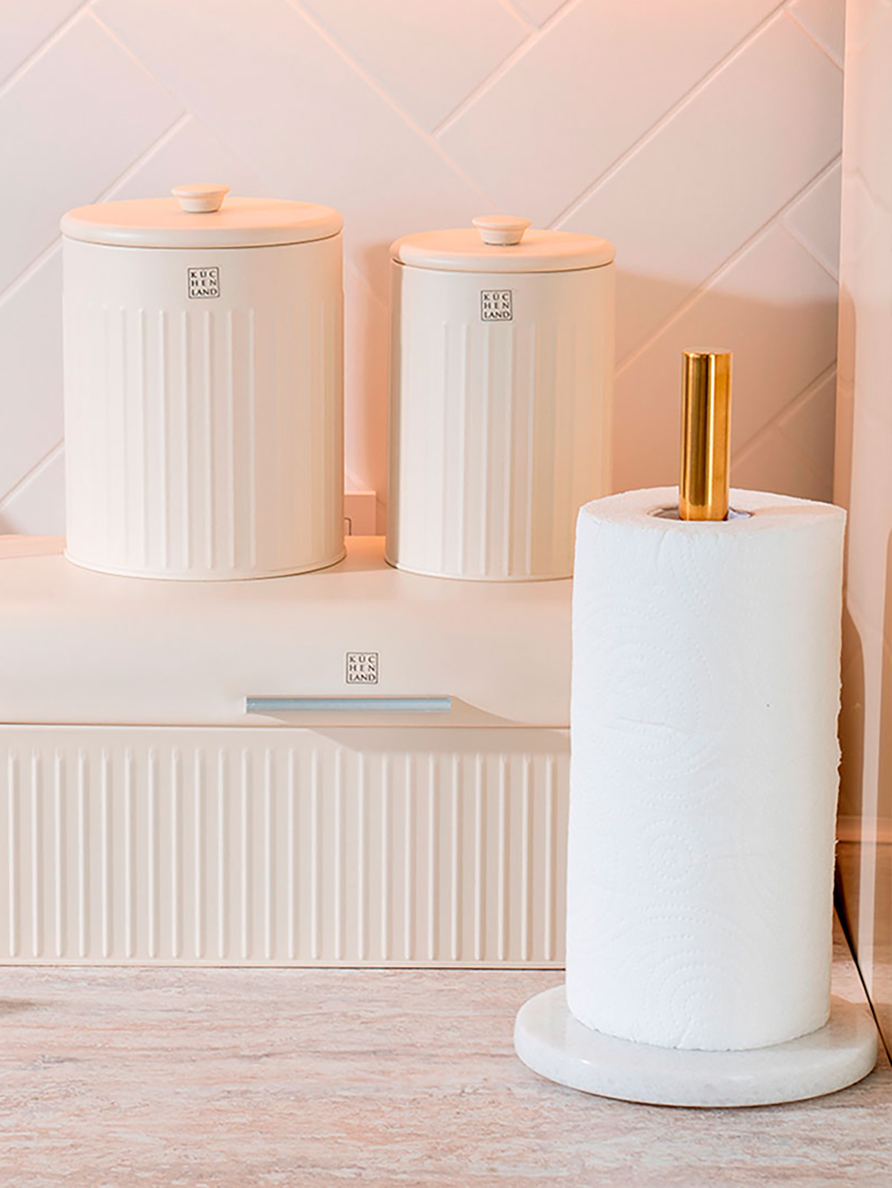 Paper towel holder, 32 cm, steel / marble, Golden white, Classic Marble, image-2