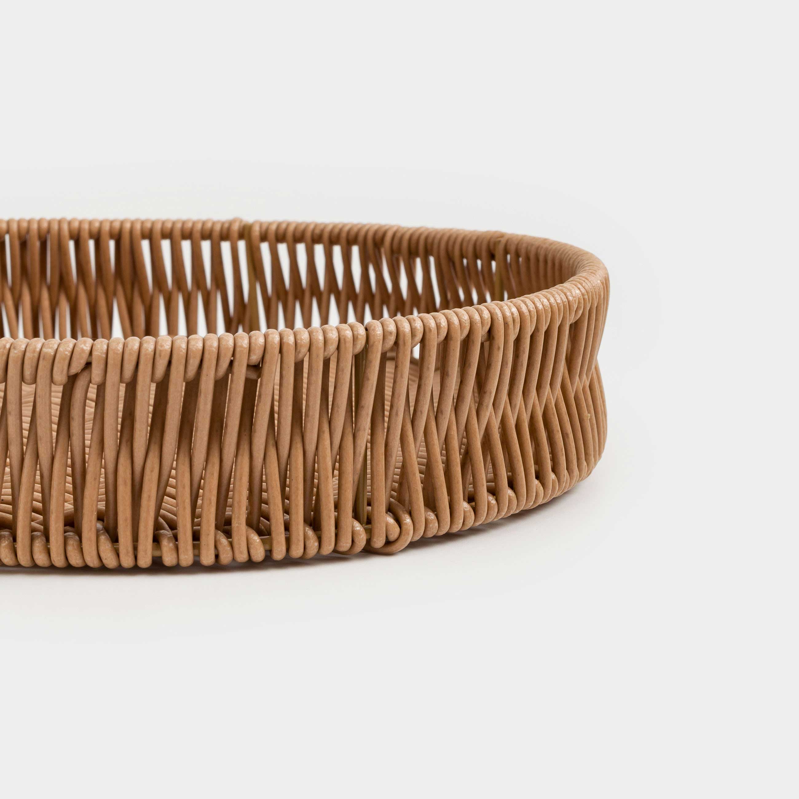 Tray, 25 cm, braided, rattan, round, beige, Twig