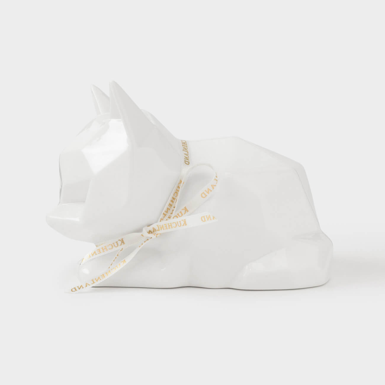 Decorative lamp, 13x9 cm, porcelain, white, Cat, Art modern
