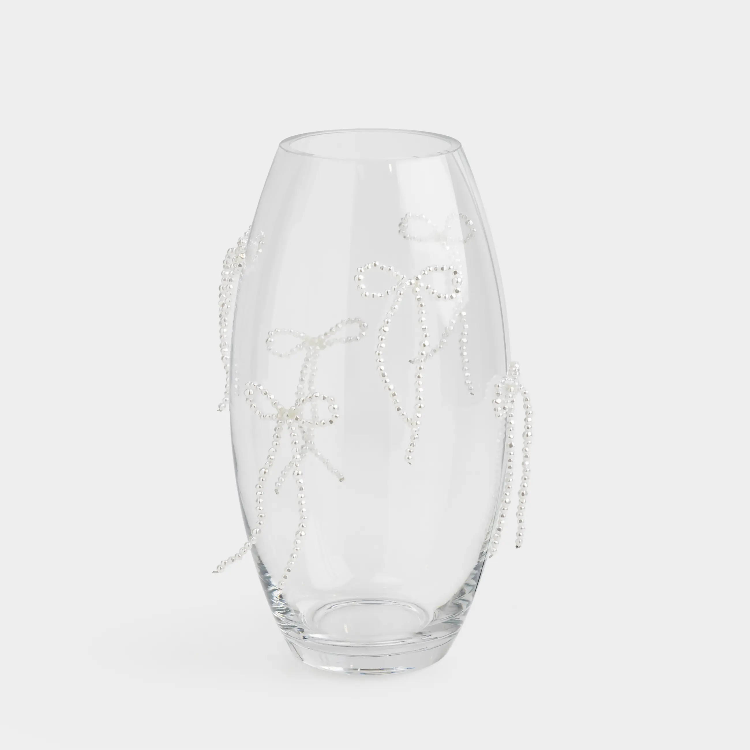 Flower vase, 30 cm, glass / plastic, Bows, Varieties pearl