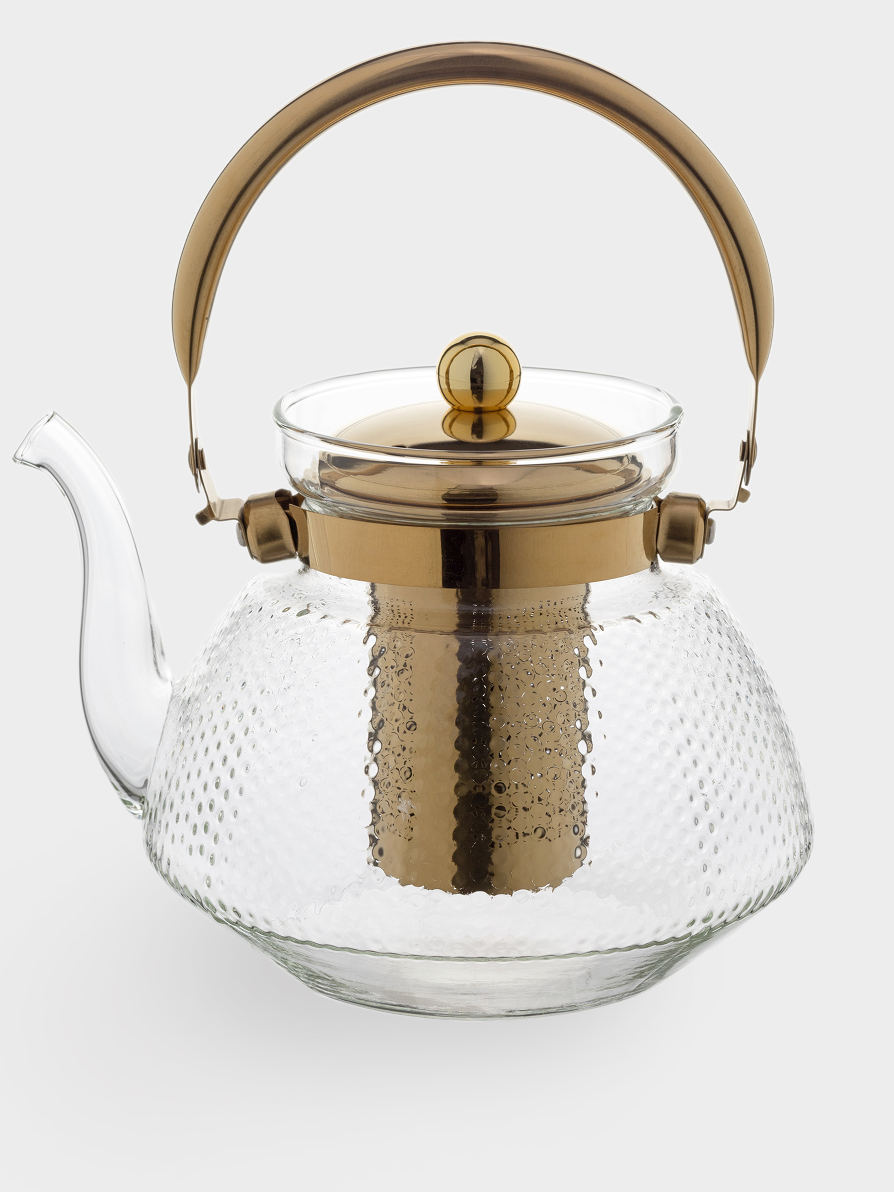 Teapot, 1,3 l, B/steel glass, golden, Classic gold, image-0