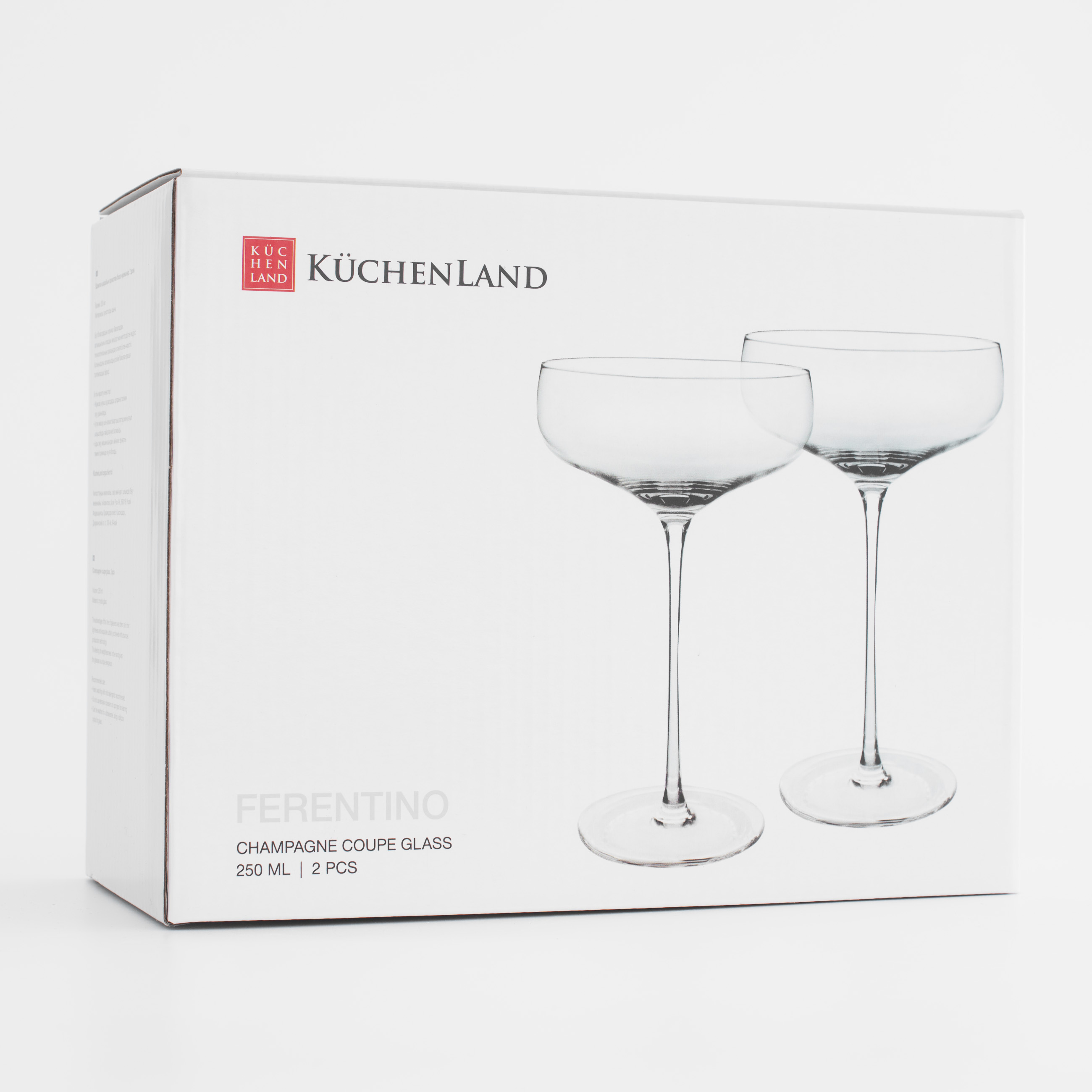 Champagne coupe glass, 250 ml, 2 pcs, crystal glass, Ferentino, image-4