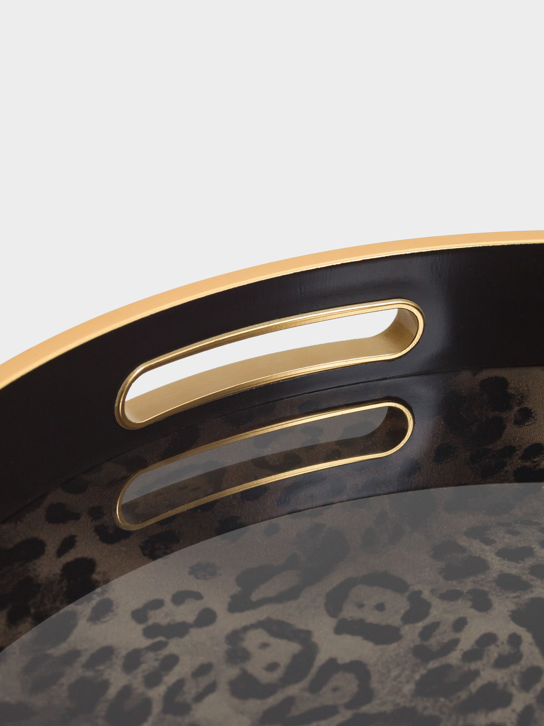 Tray, 45 cm, plastic / glass, round, Black, Leopard, Leopard, image-7