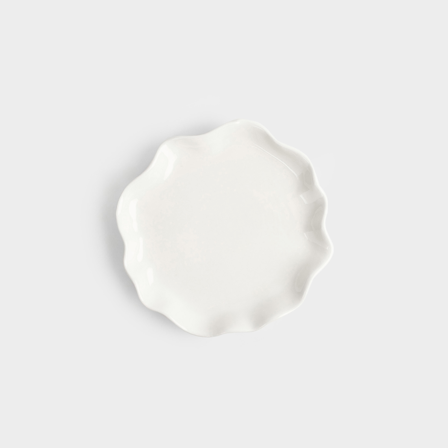 Snack plate, 20 cm, ceramic, milky, Wavy edge, Crumple