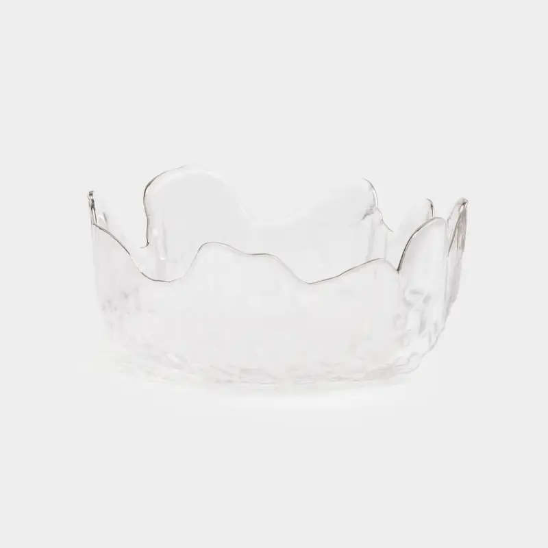 Bowl, 13x6 cm, glass, with silver edging, Nautilus silver