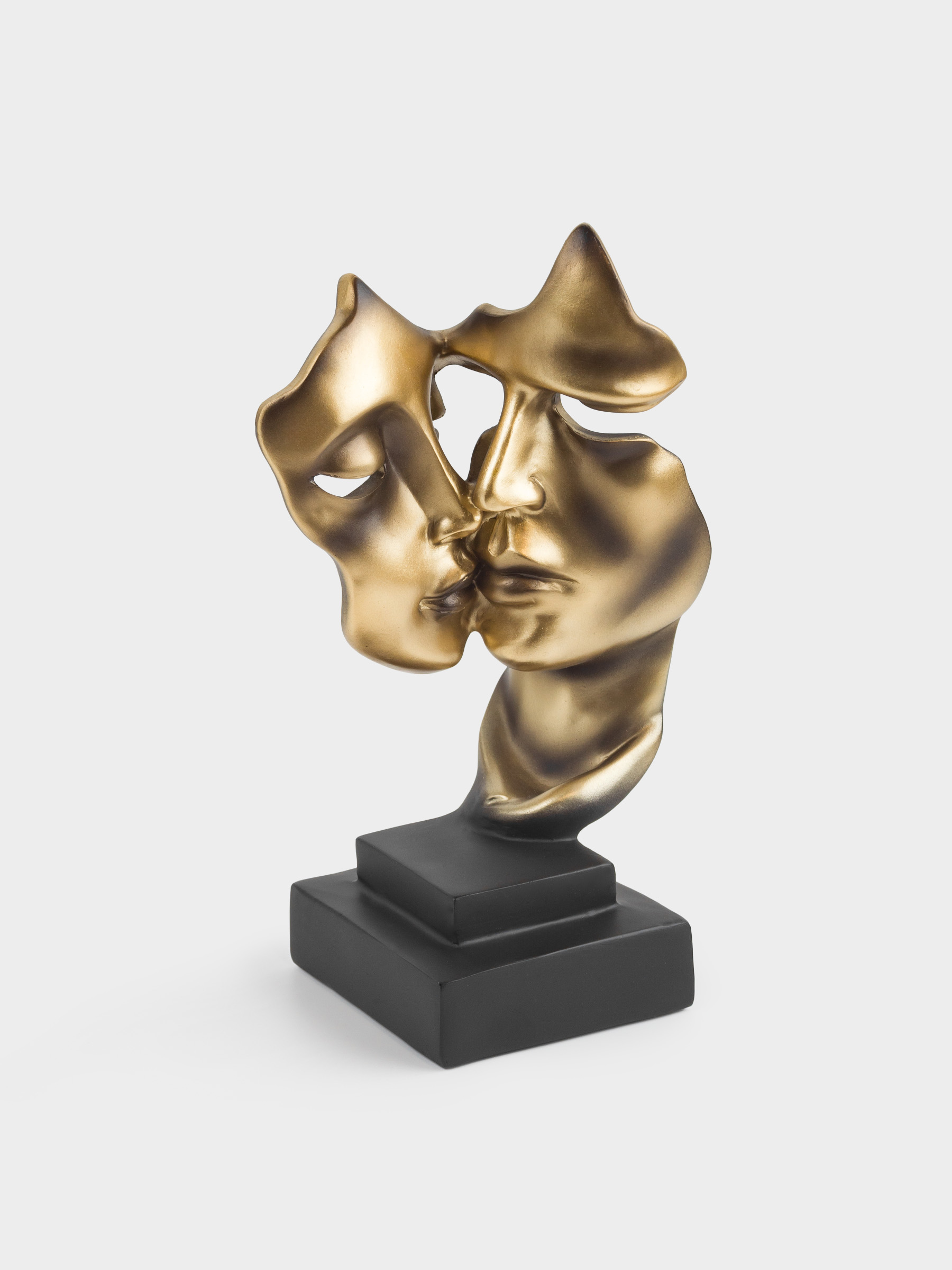 Statuette, 27 cm, polyresin, gold-black, Kiss, Baise, image-3