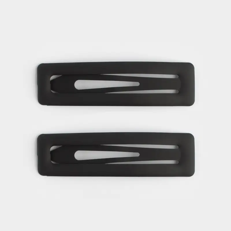 Hair clip, 7 cm, 2 pcs, metal, Black, Basic ,image-0