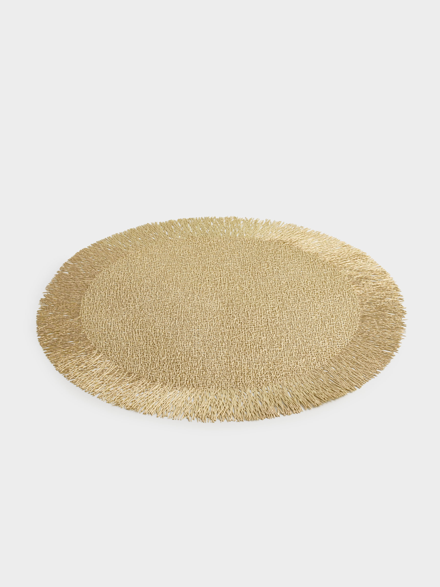 Placemat, 38 cm, fringed, PVC, round, golden, Azhur, image-1