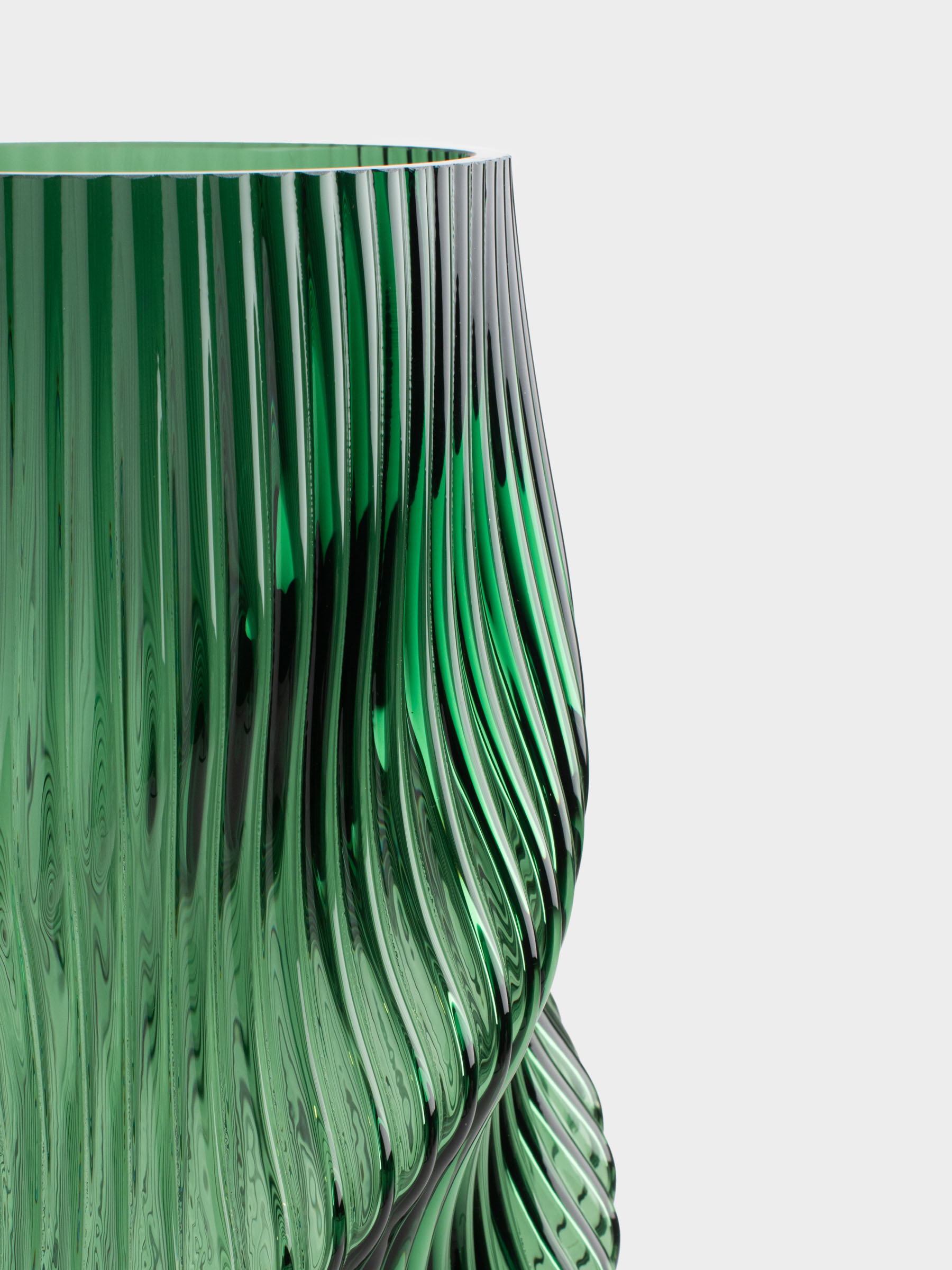 Flower vase, 30 cm, glass, green, Vortex, Ribedic, image-2