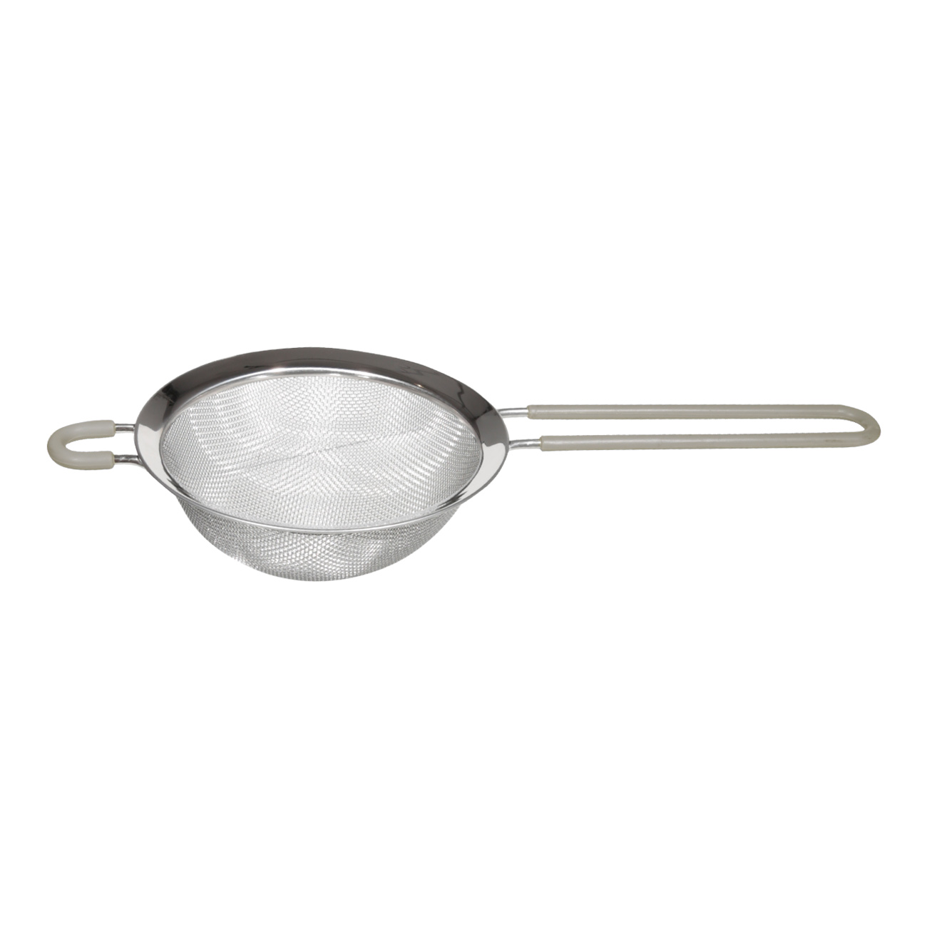 Strainer, 14 cm, with handle, steel / silicone, beige, Tammy, image-0