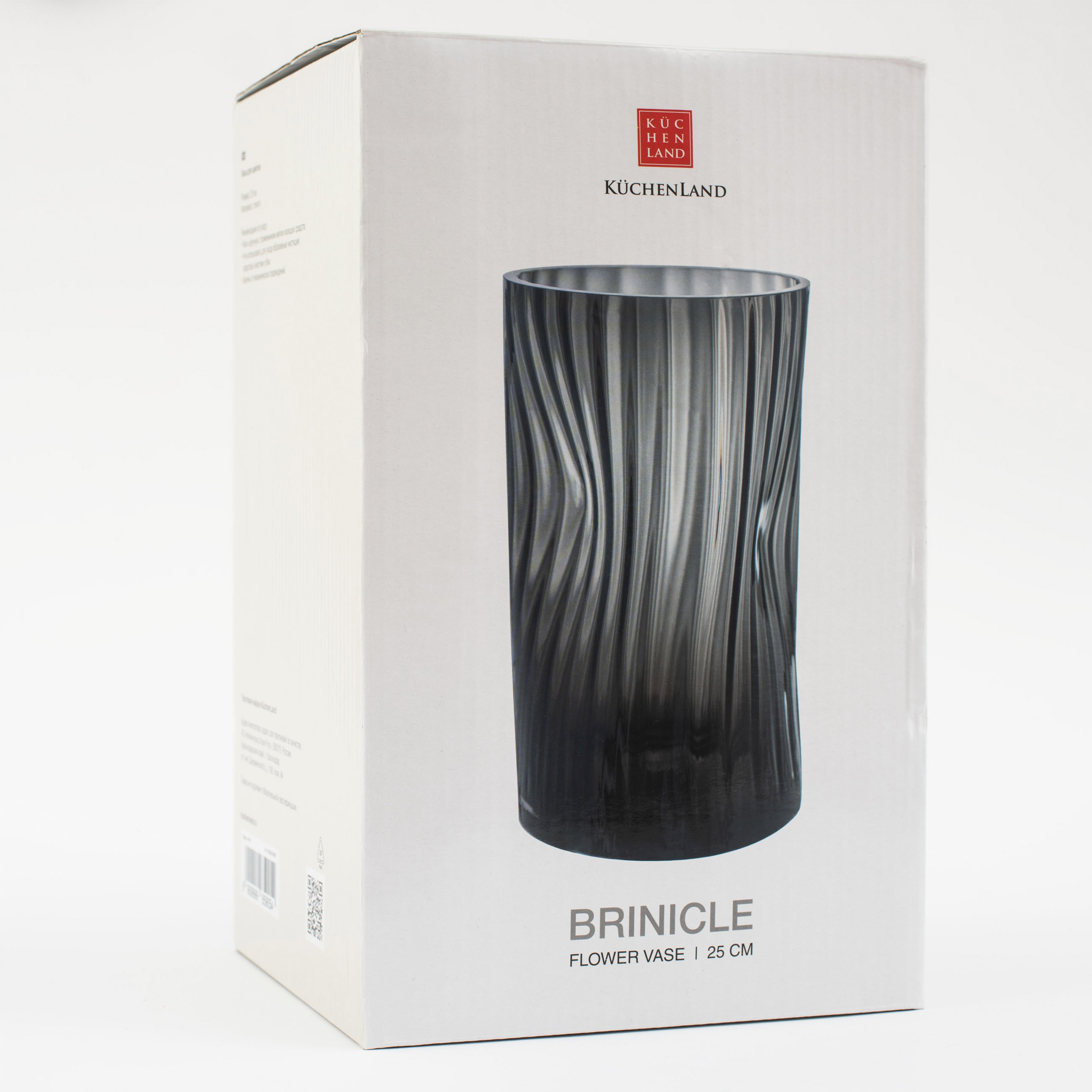 Flower vase, 25 cm, glass, grey, Brinicle