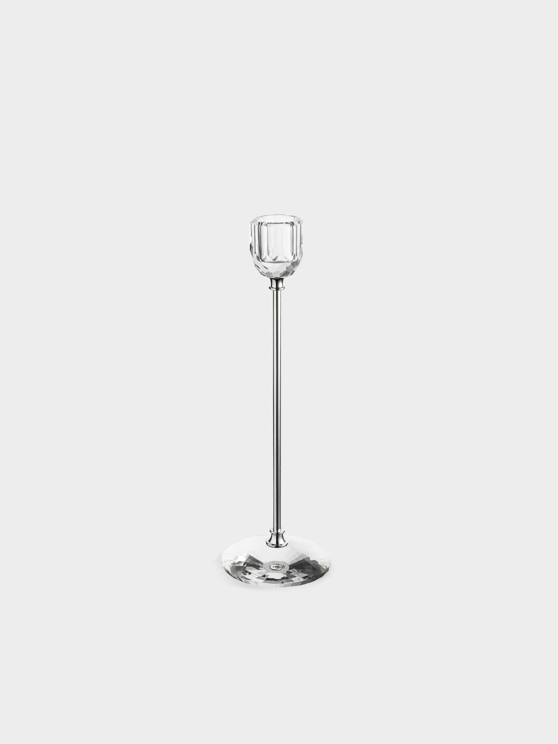 Candlestick, 24 cm, for a thin candle, on a leg, crystal glass / metal, Lux crystal, image-0