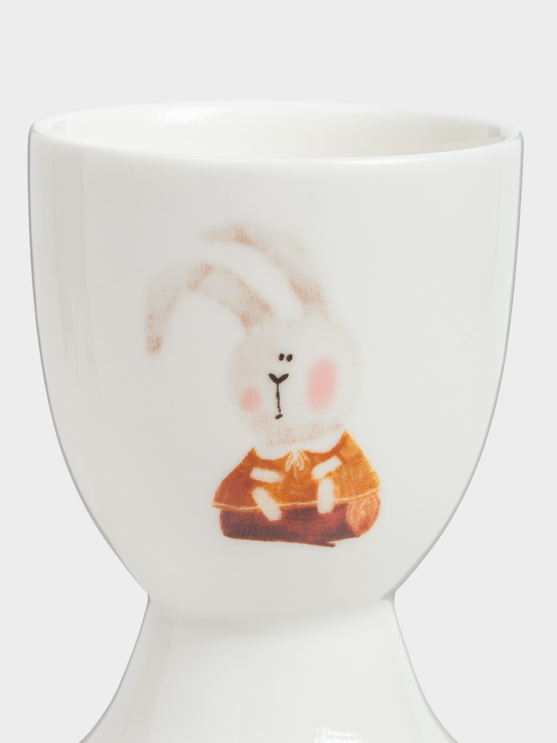 Egg stand for children, 7 cm, porcelain N, white, Cake and hare, Little pet, image-2