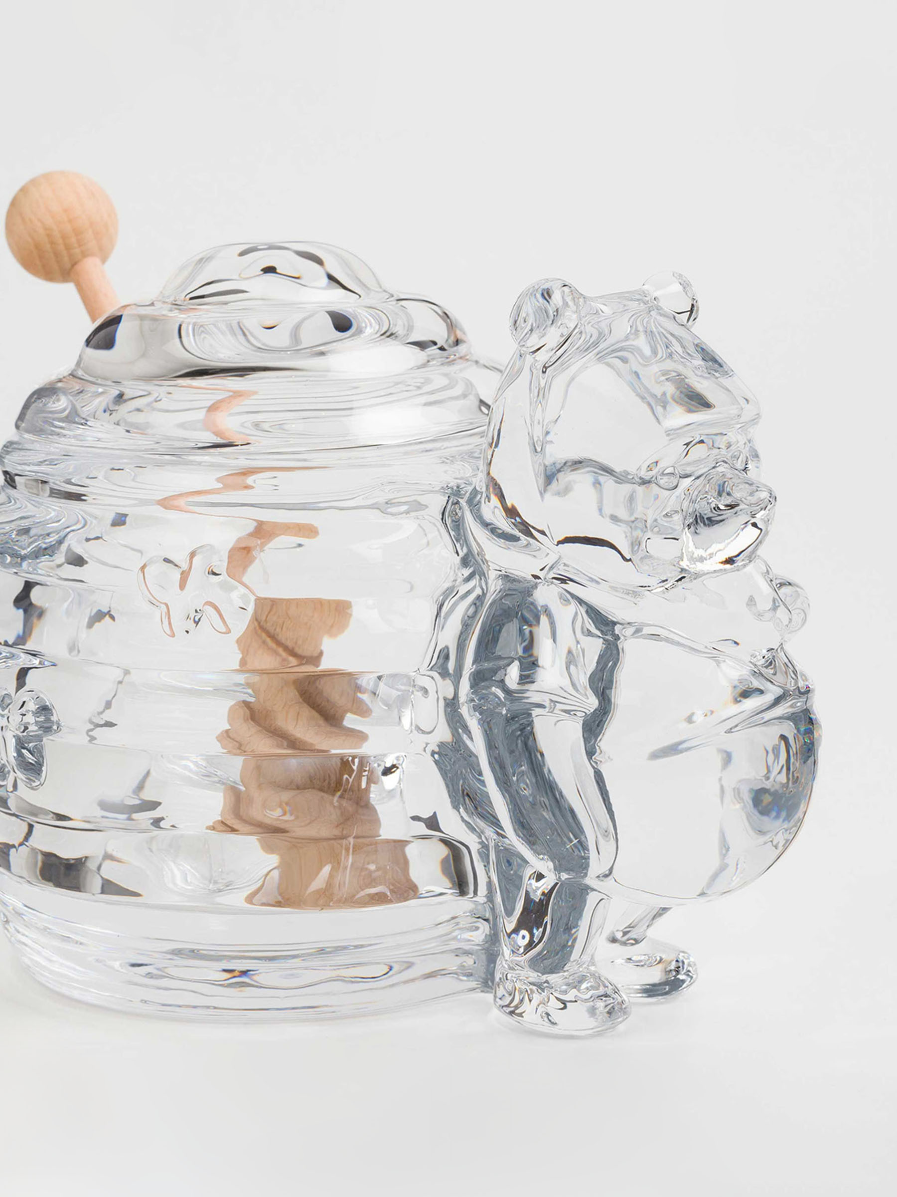Honey jar, 270 ml, with spoon, glass/tree, Bear, Honey, image-1