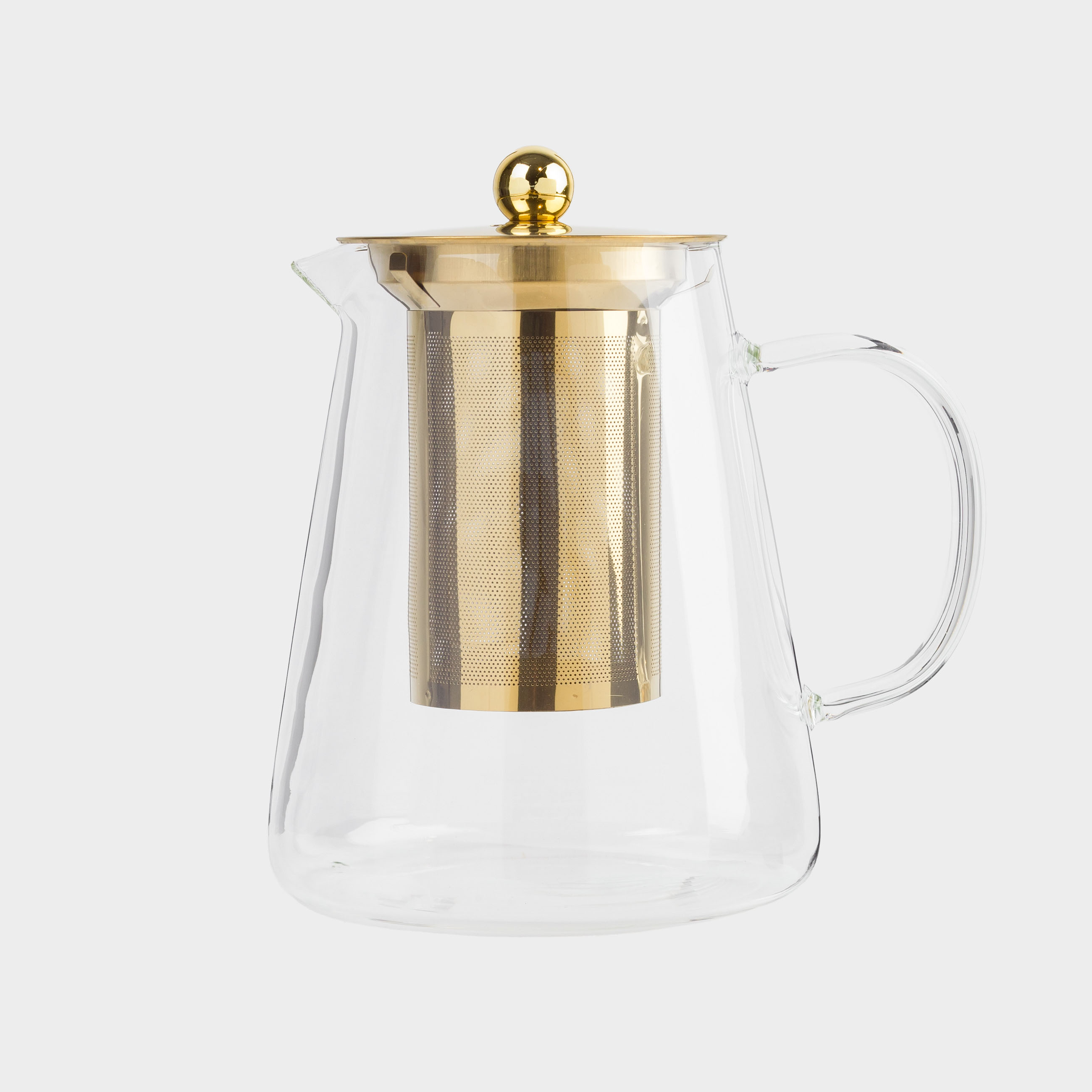 Tea set, 2 persons, 3 items, B glass / steel, golden, Air