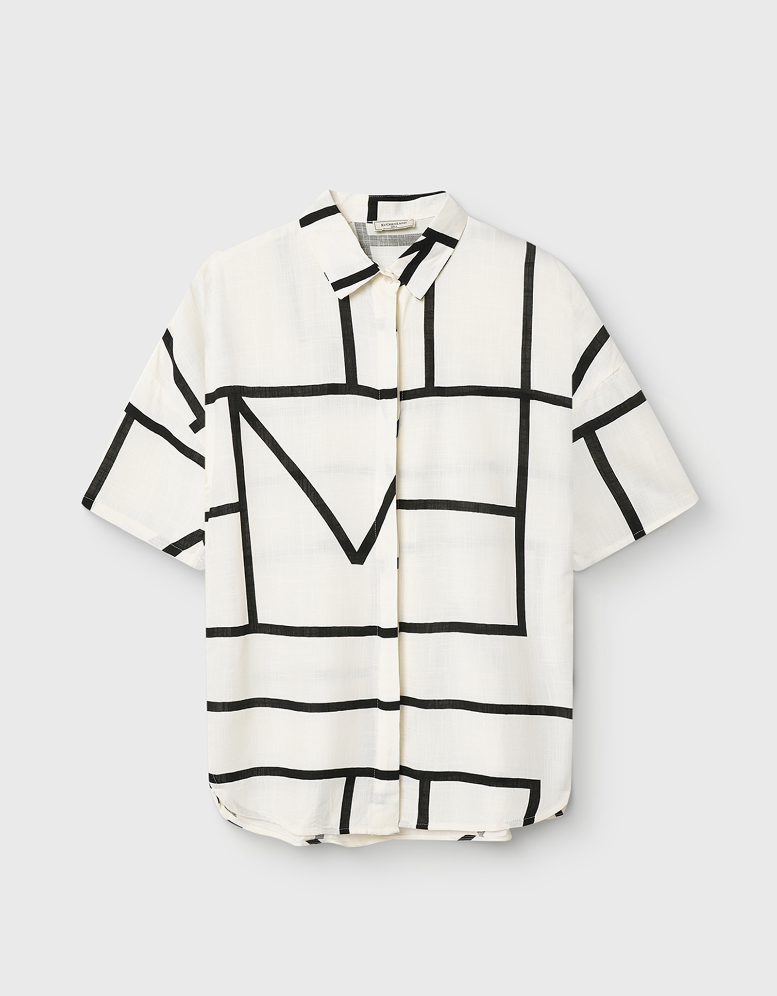 Women's shirt, size L, with short sleeves, viscose, black and white, Lines, Nataly, image-7