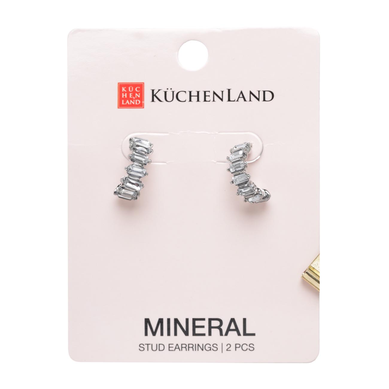Stud earrings, 1 cm, 2 pieces, metal / acrylic, Silver, Crystals, Jewelry crystal