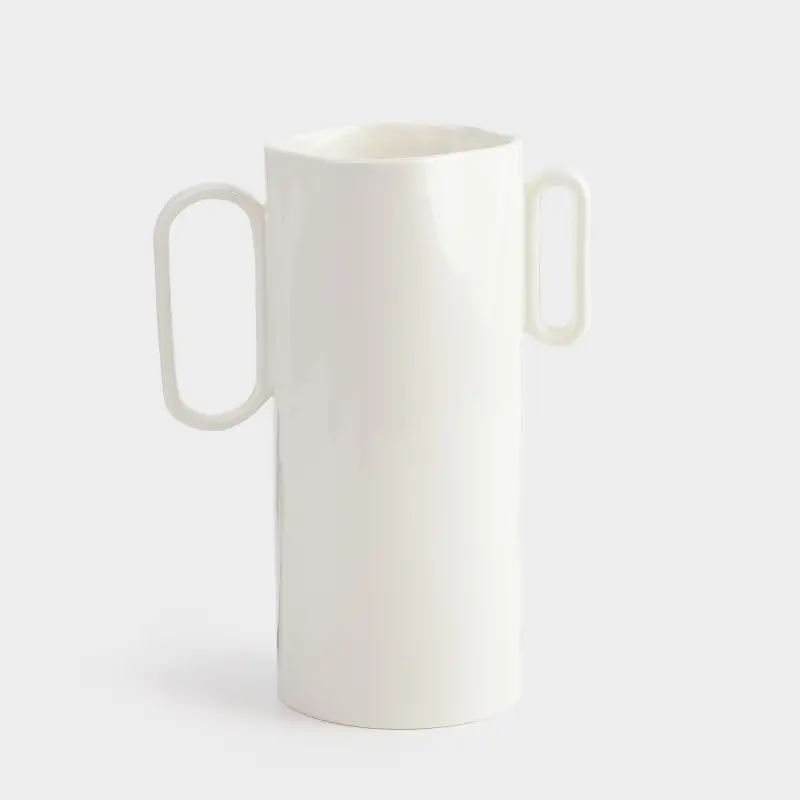 Flower vase, 27 cm, with handles, porcelain P, milky, Crumple ,image-0