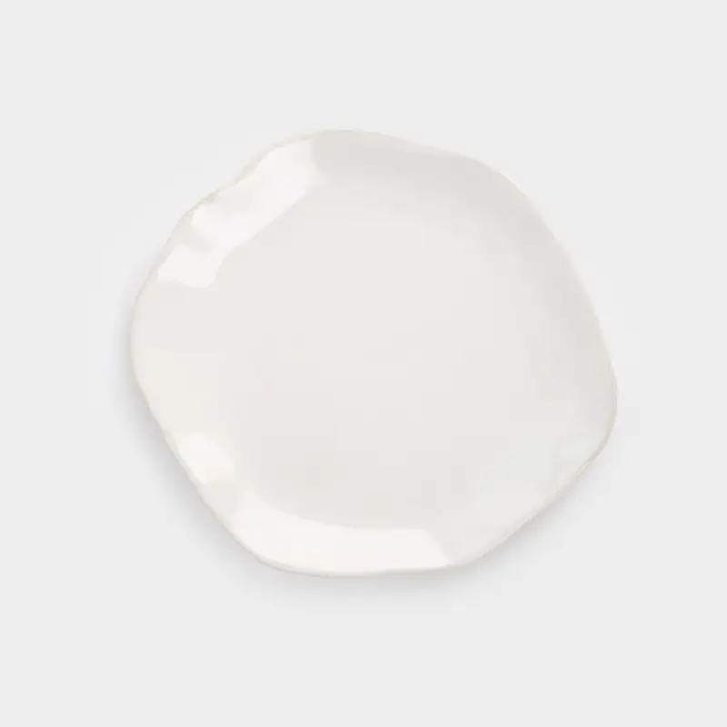 Snack plate, 22 cm, ceramic, white, Uneven edge, Bumpy ,image-0