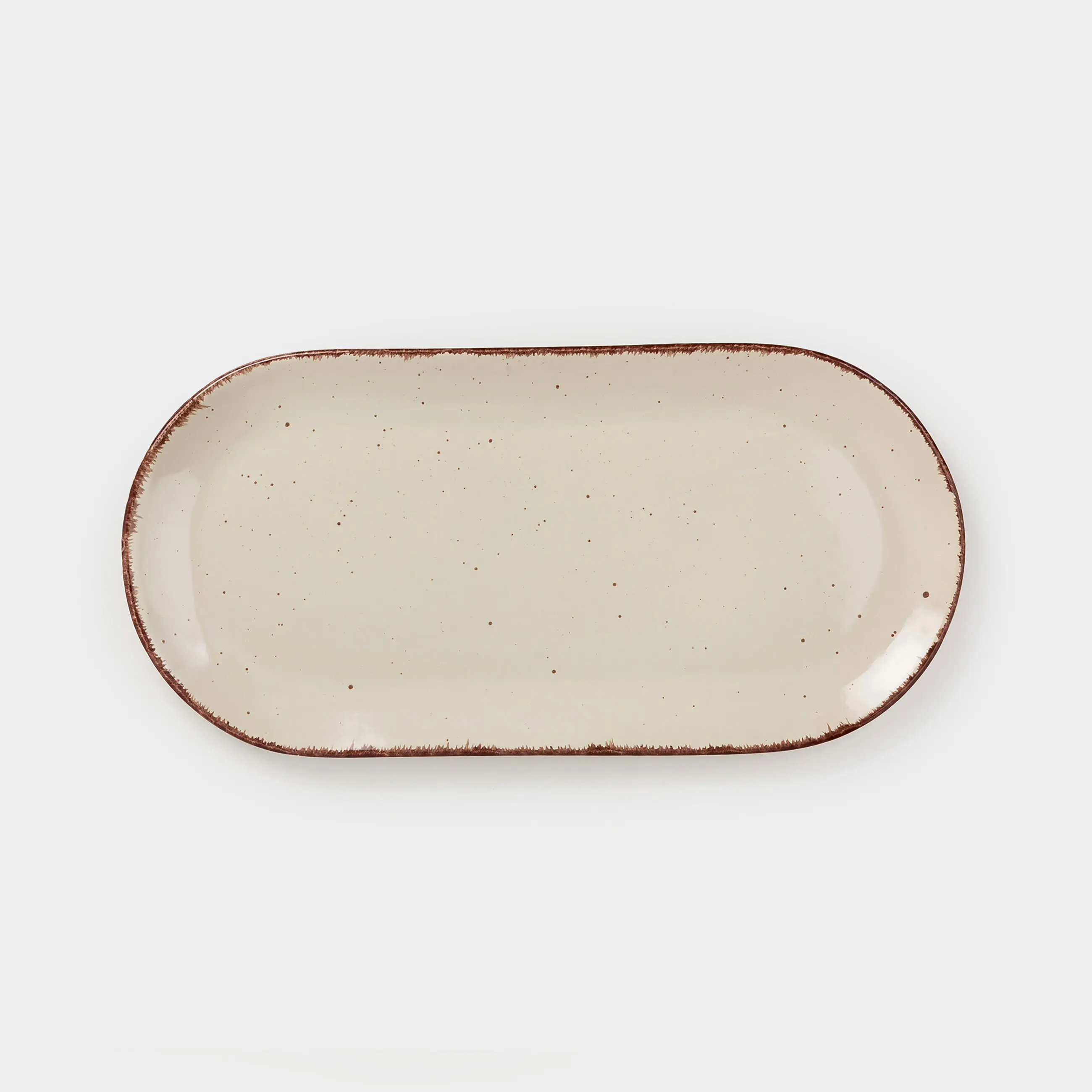 Dish, 25x13 cm, ceramic, oval, beige, Speckled, Speckled, image-0