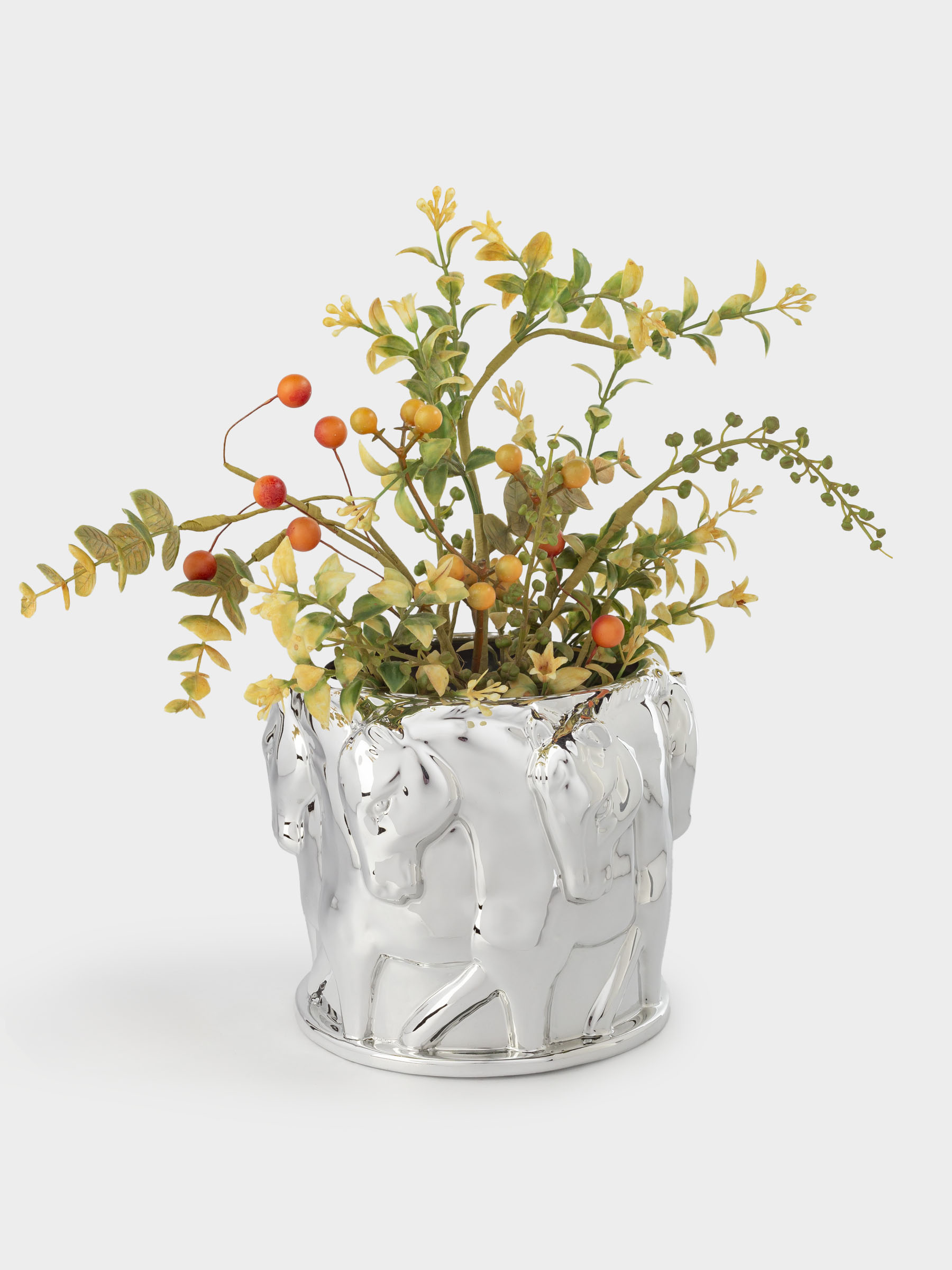Planter, 13x14 cm, porcelain P, silver, Horses, Horse silver, image-3