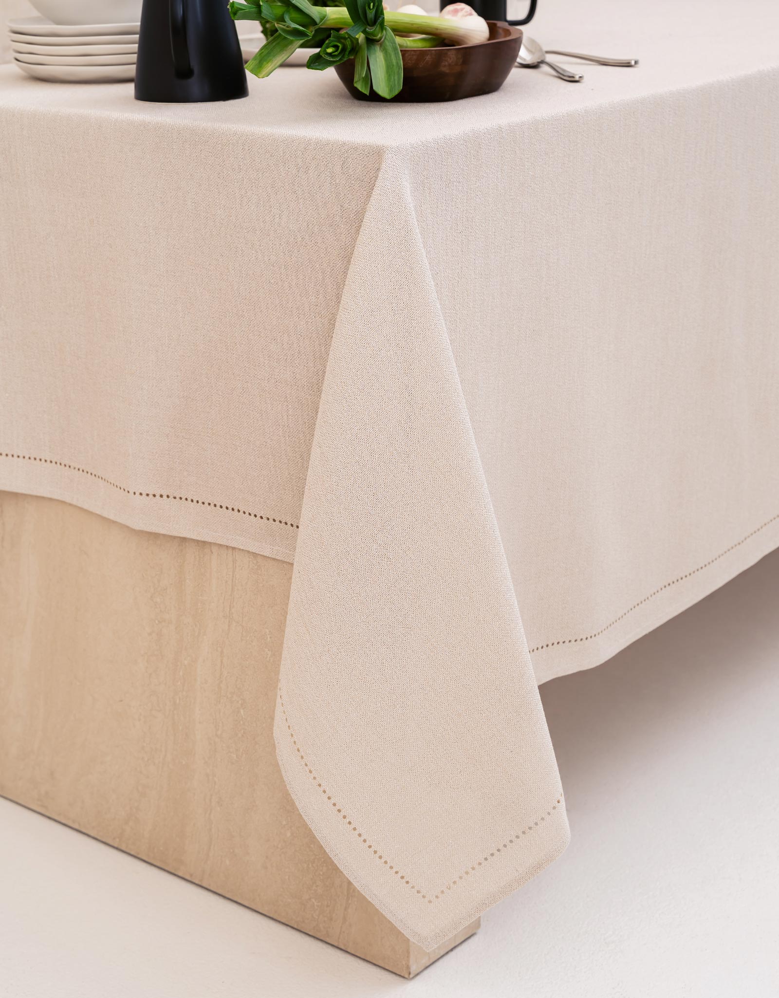 Tablecloth, 160x160 cm, polyester, silver-cream, Hemstitch