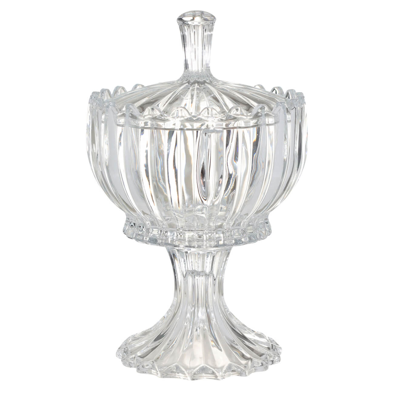 Candy bowl, 24x16 cm, on the leg, with lid, glass P, Alpine