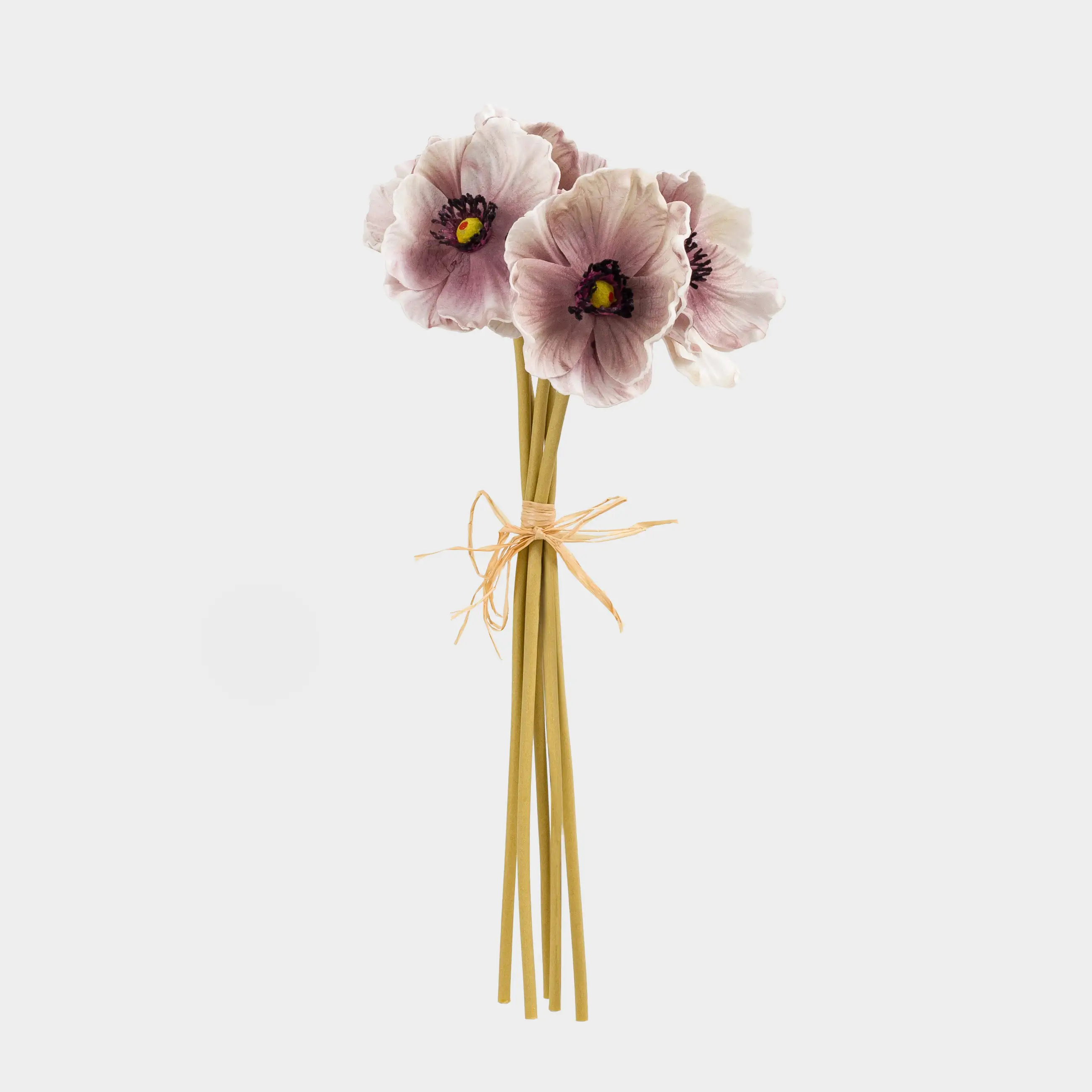 Artificial bouquet, 34 cm, polyurethane / metal, White-lilac poppy, Flower garden, image-0