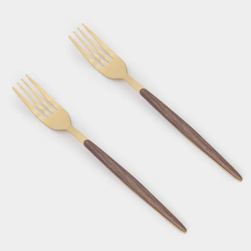 Dining fork, 2 pcs, steel / plastic, gold, matt, Oslo gold ,image-0