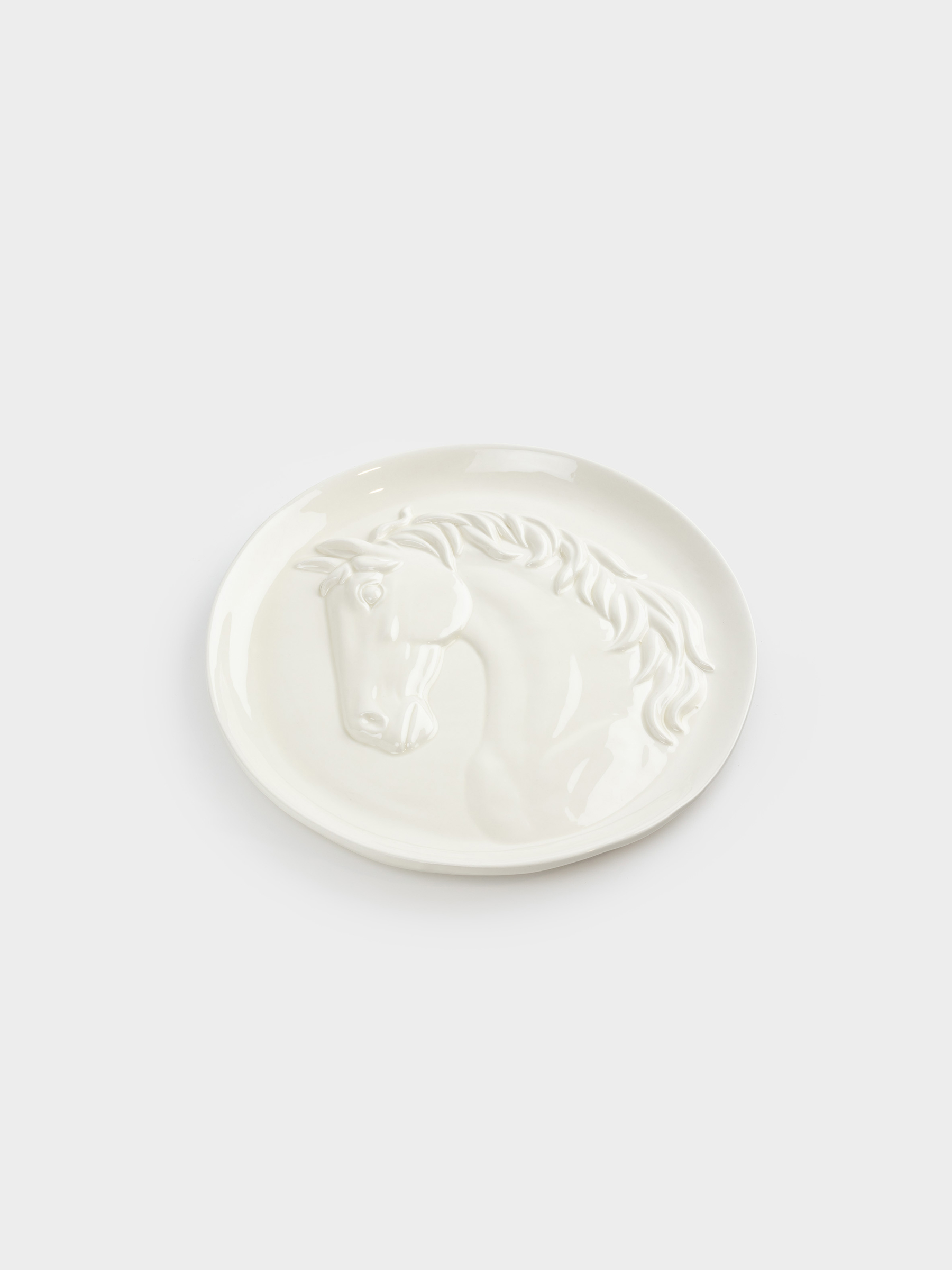 Dish, 24 cm, ceramic, milky, Horse, Horse pattern, image-2