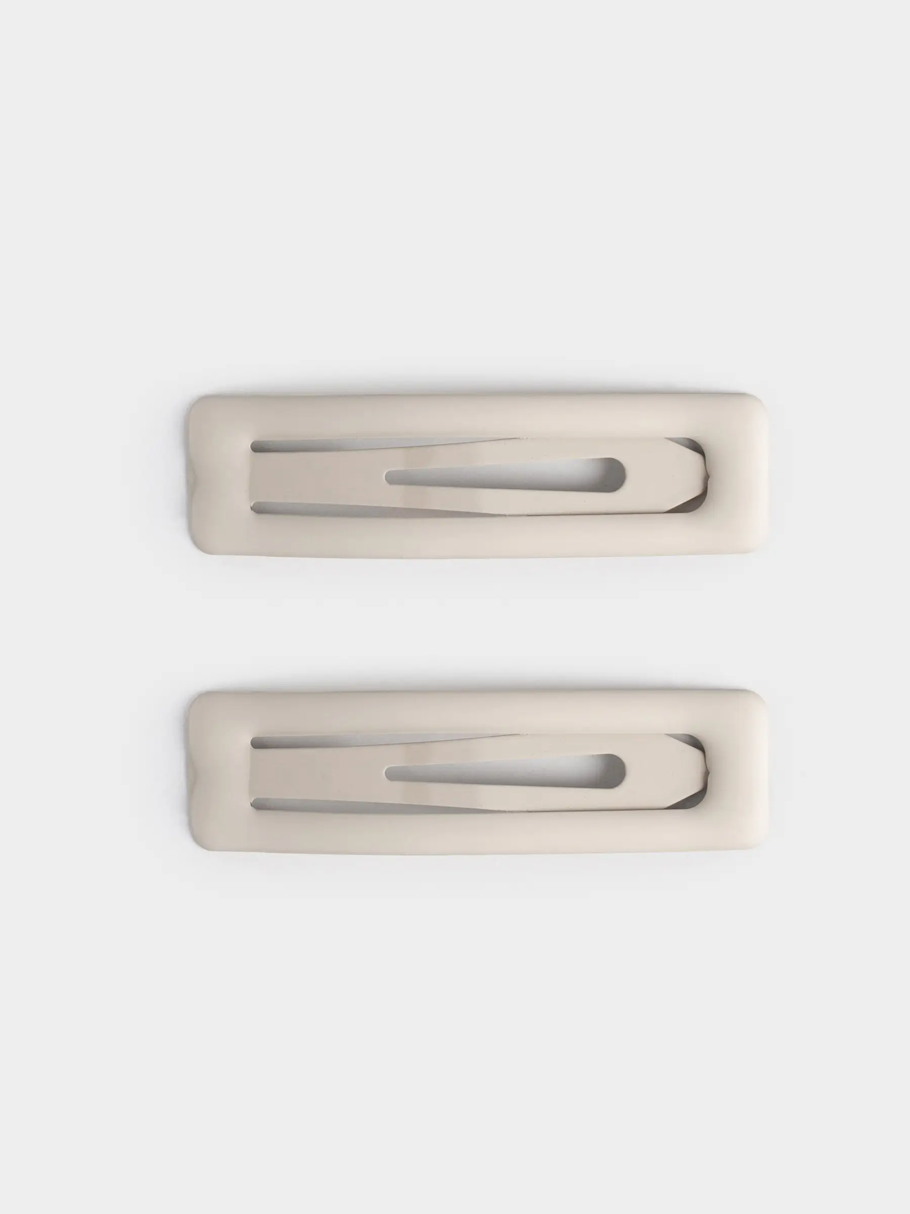 Hair clip, 7 cm, 2 pcs, metal, grey, Hair basic