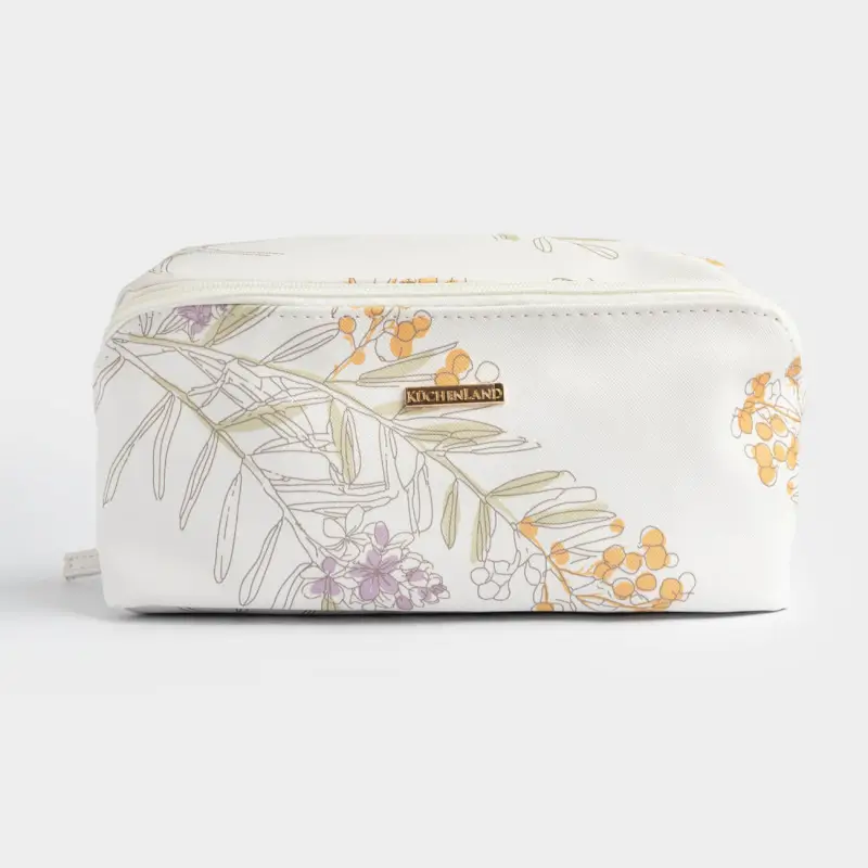Cosmetic bag, 23x11 cm, polyurethane, white, Mimosa, Isadora