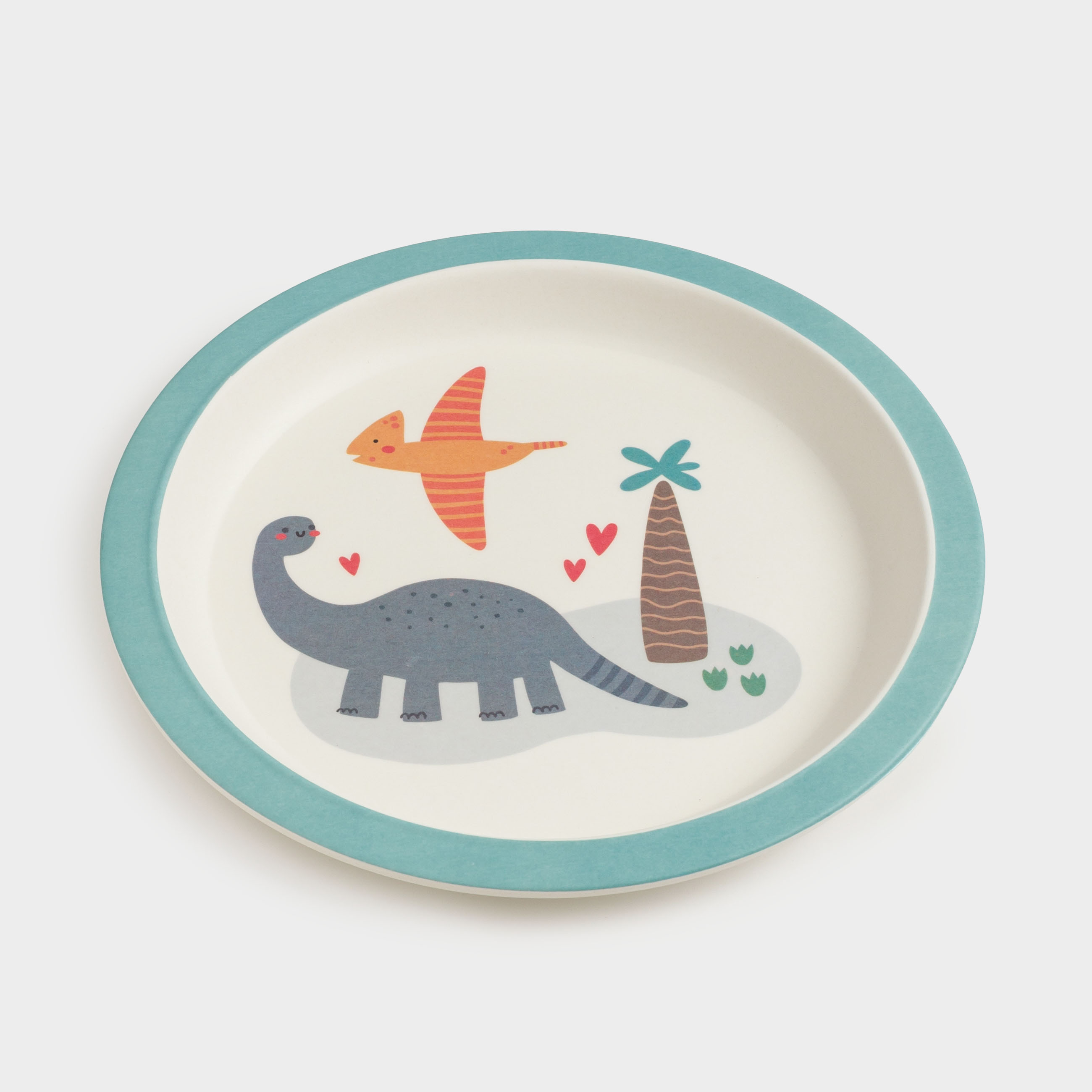 Snack plate, children's, 21 cm, bamboo, blue, Dinosaurs, Dino, image-1