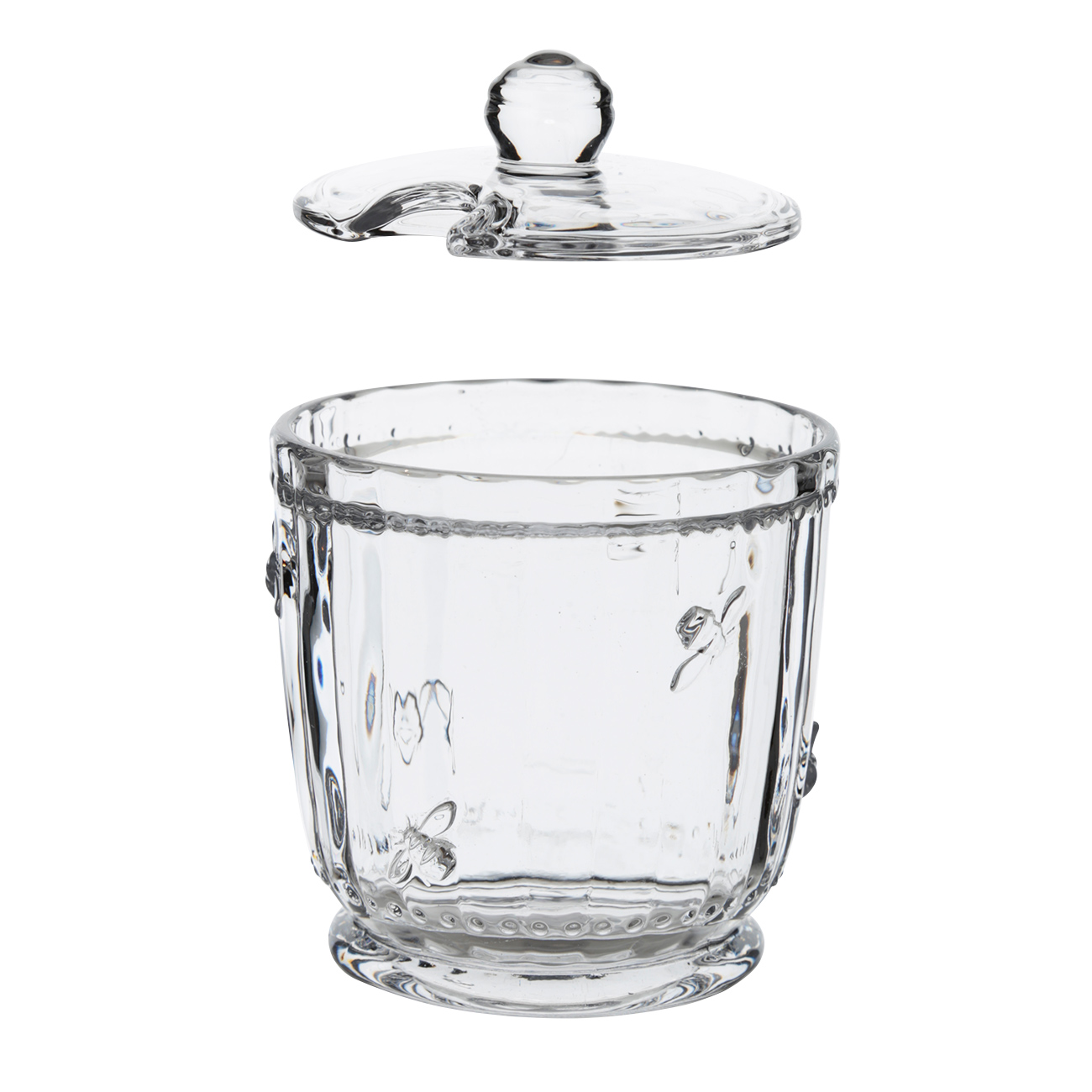 Sugar bowl, 12 cm, 370 ml, with spoon, glass R / steel, Honey