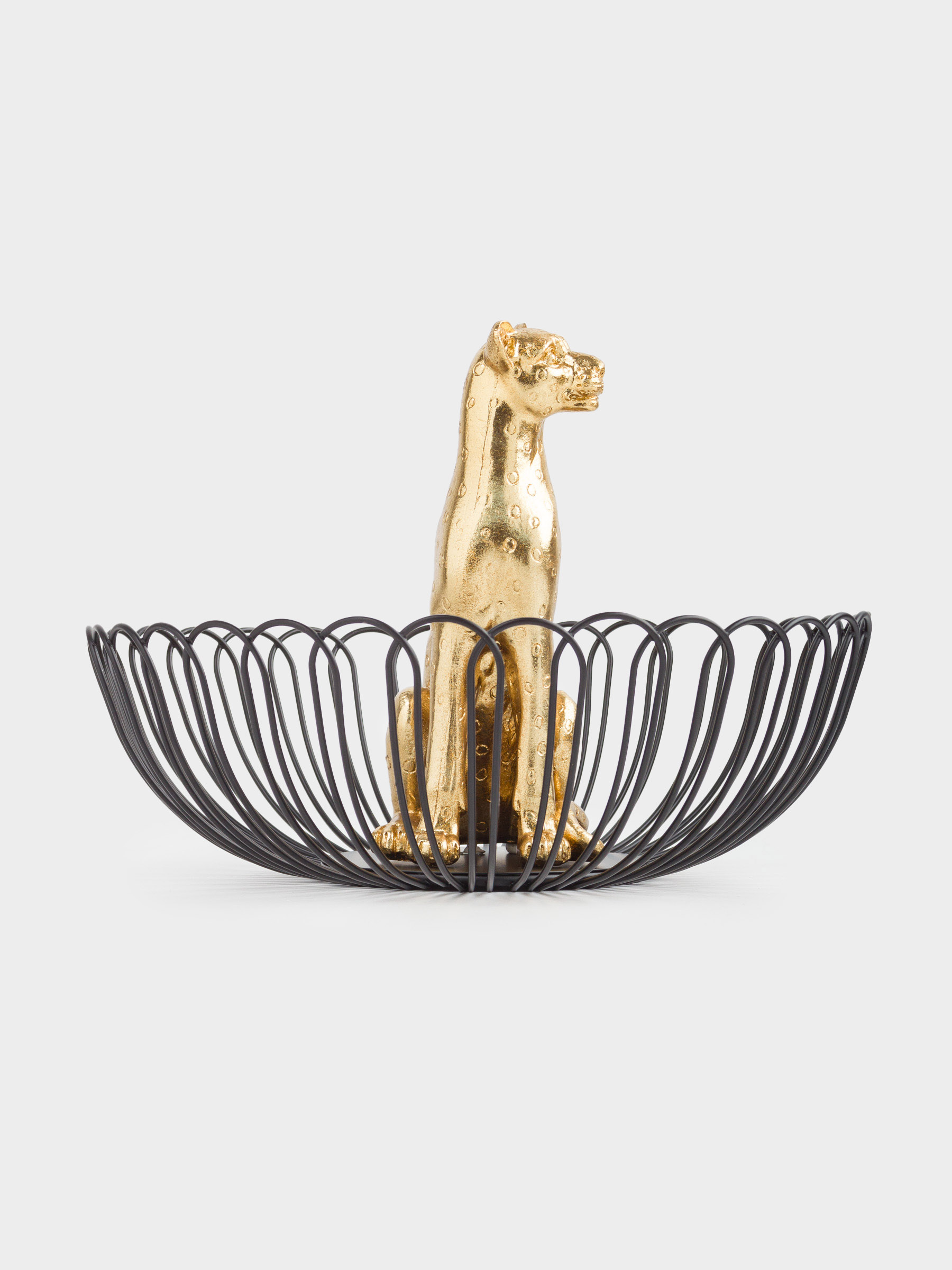 Fruit basket, 29 cm, metal / polyresin, Cheetah, Panther, image-1