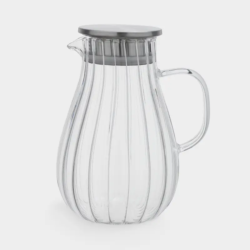Jug, 1,8 l, with filter cap, used glass / steel, Camellia, image-0