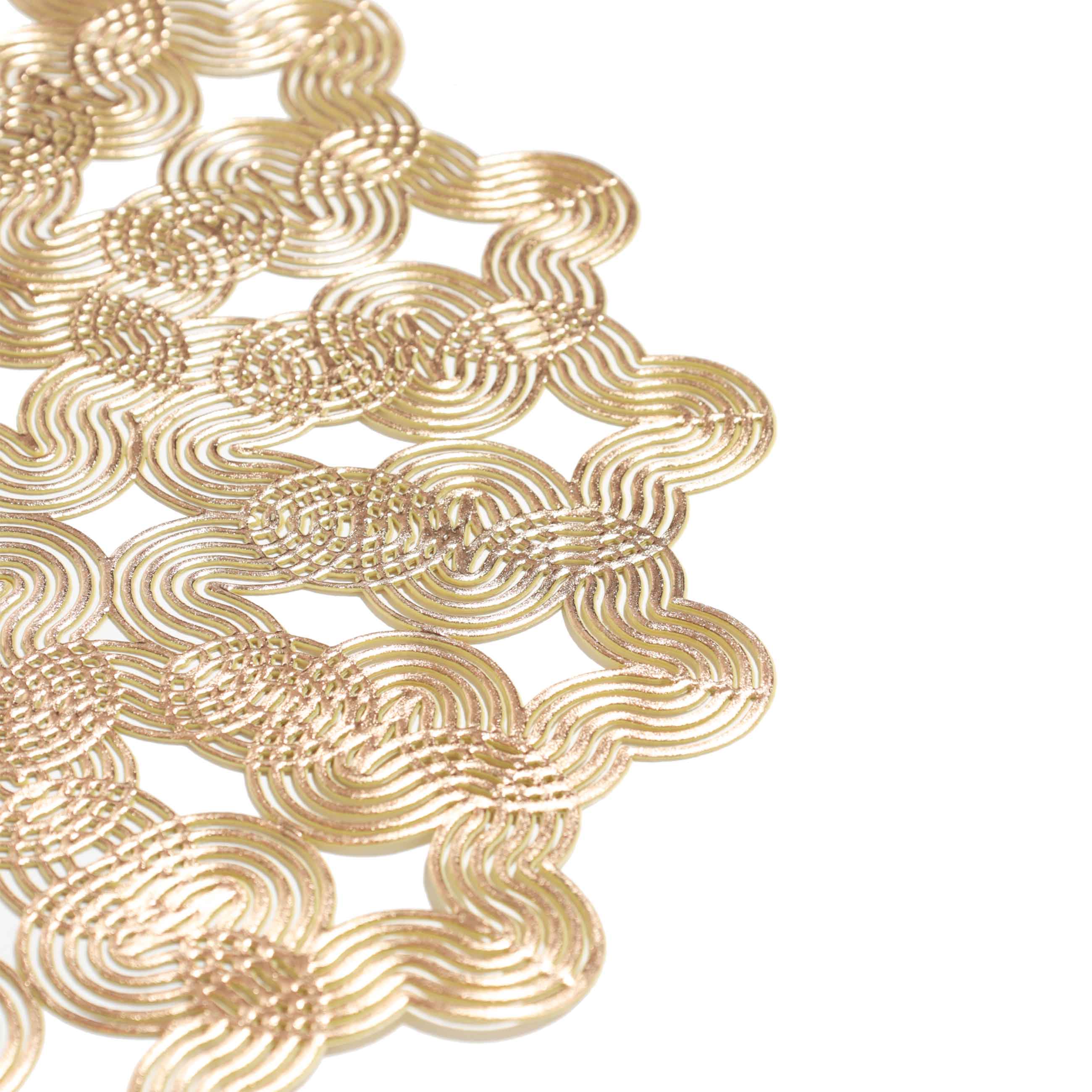 Placemat, 38 cm, PVC, round, golden, Spirals, Azhur Grid, image-0